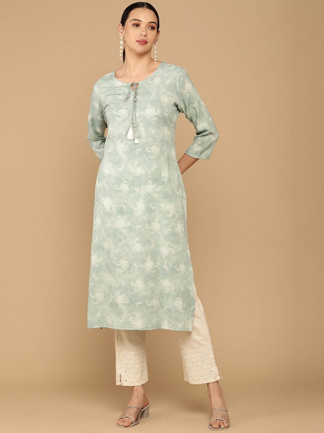 

Soch Women Green Paisley Printed Kurta