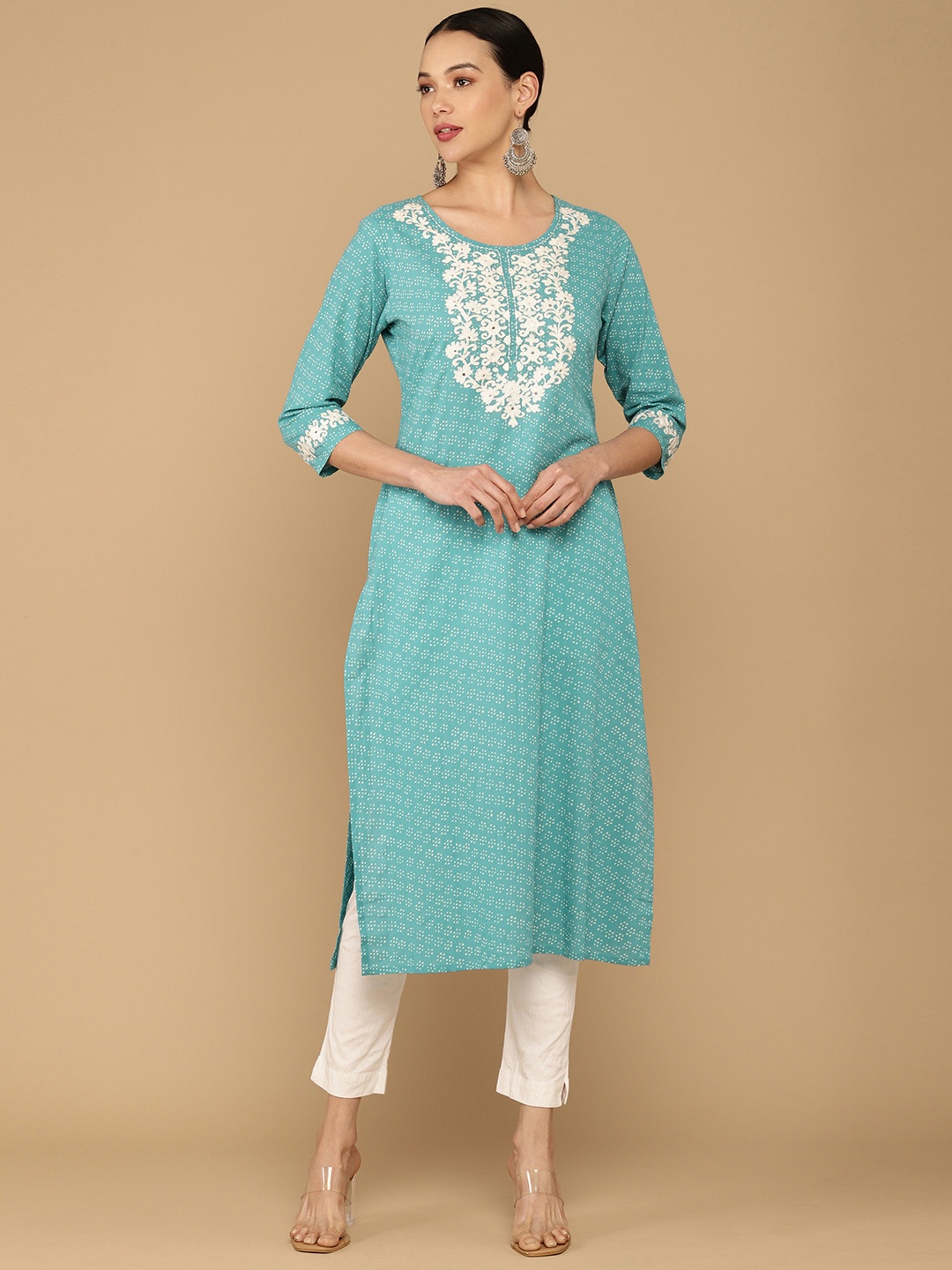 

Soch Women Blue Ethnic Motifs Embroidered Thread Work Kurta