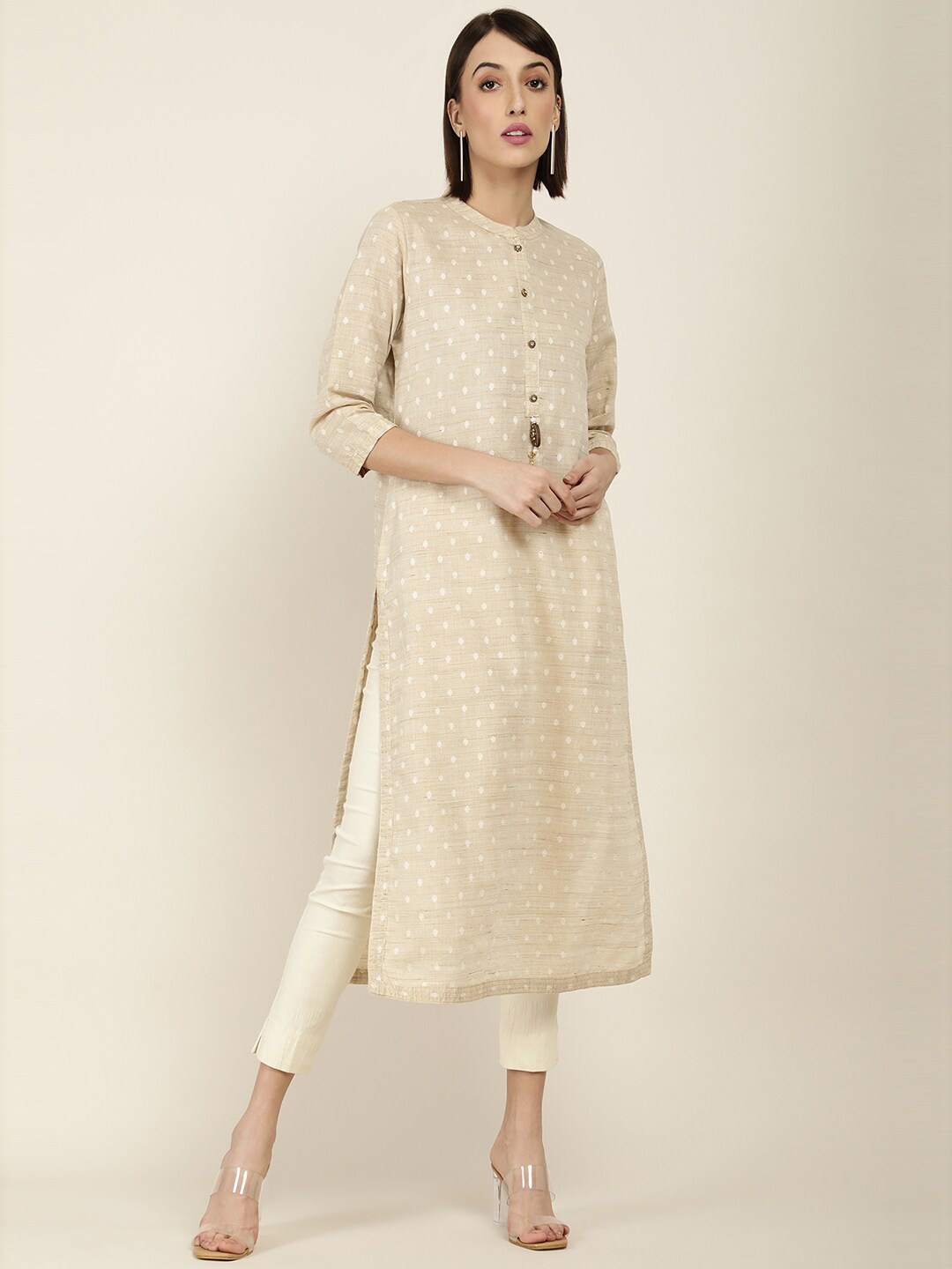 

Soch Women Beige Geometric Printed Kurta