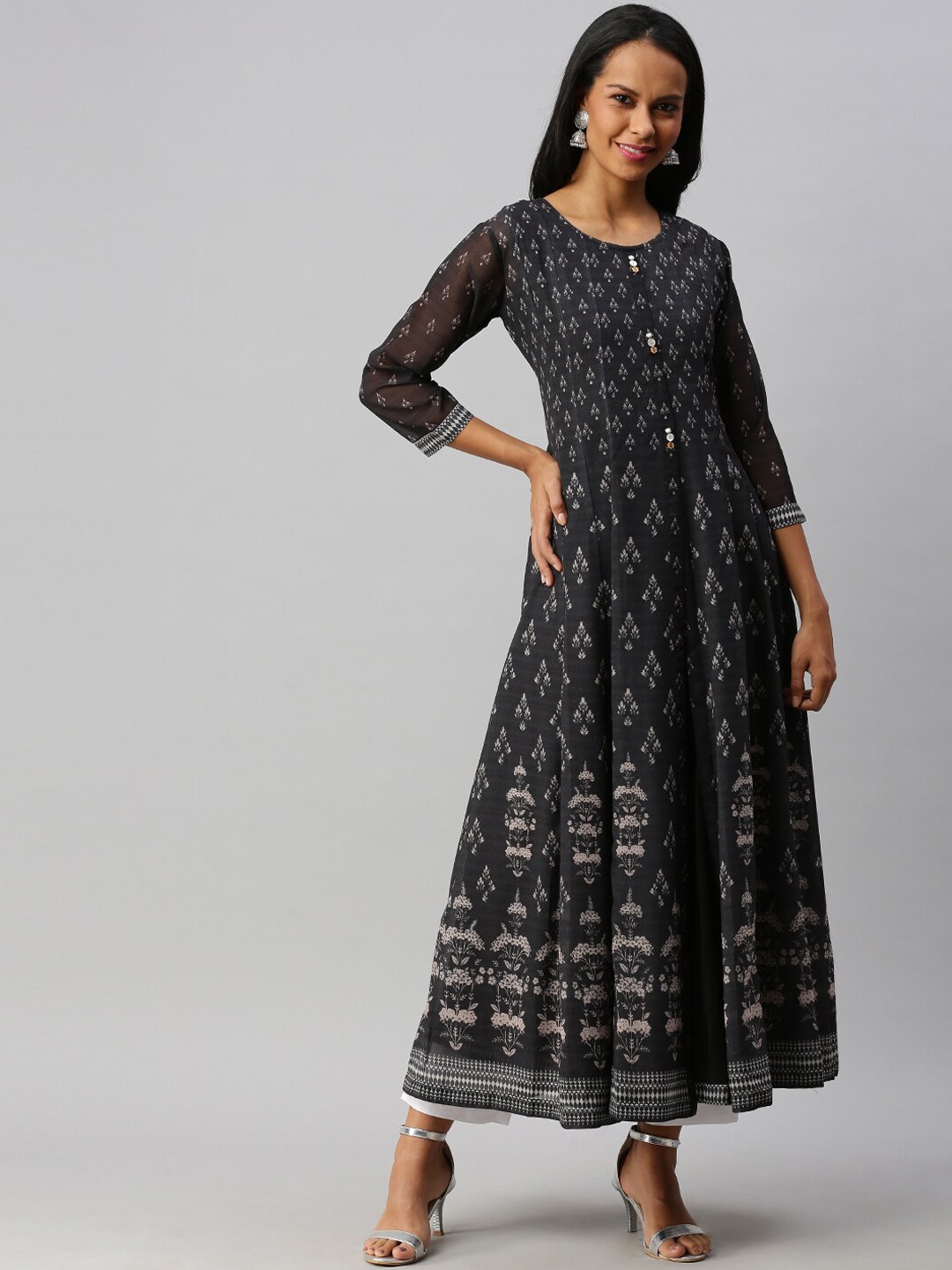 

Soch Women Black Ethnic Motifs Printed Georgette Anarkali Kurta
