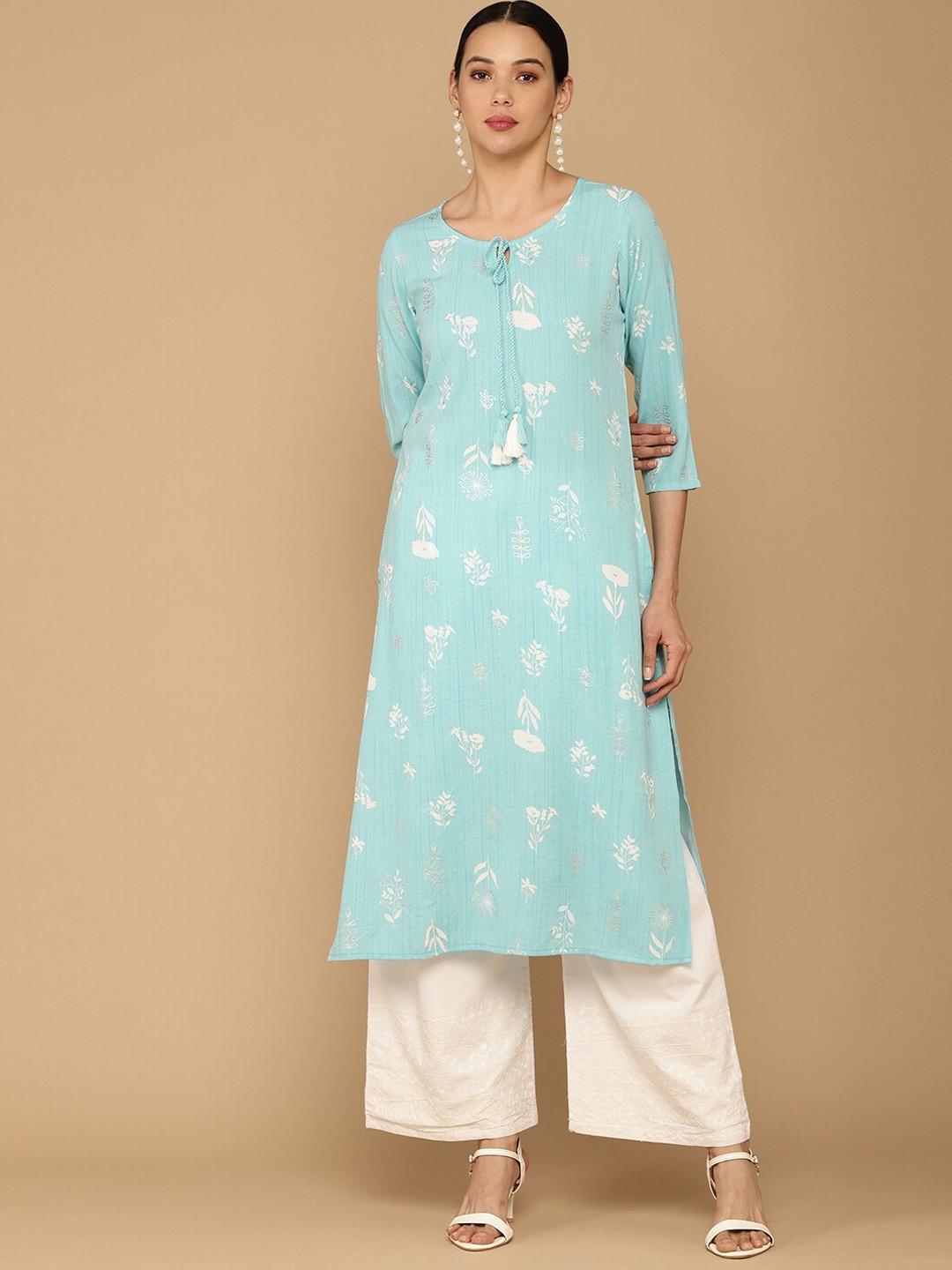 

Soch Women Blue Ethnic Motifs Printed Kurta