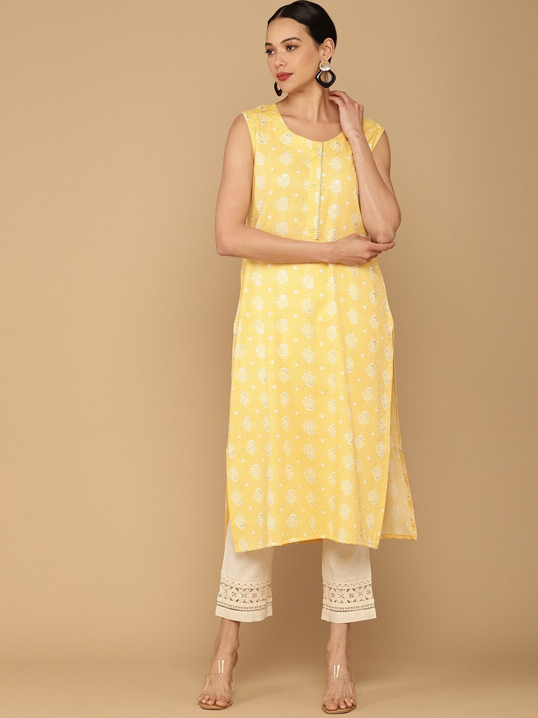 

Soch Women Yellow Geometric Gotta Patti Kurta