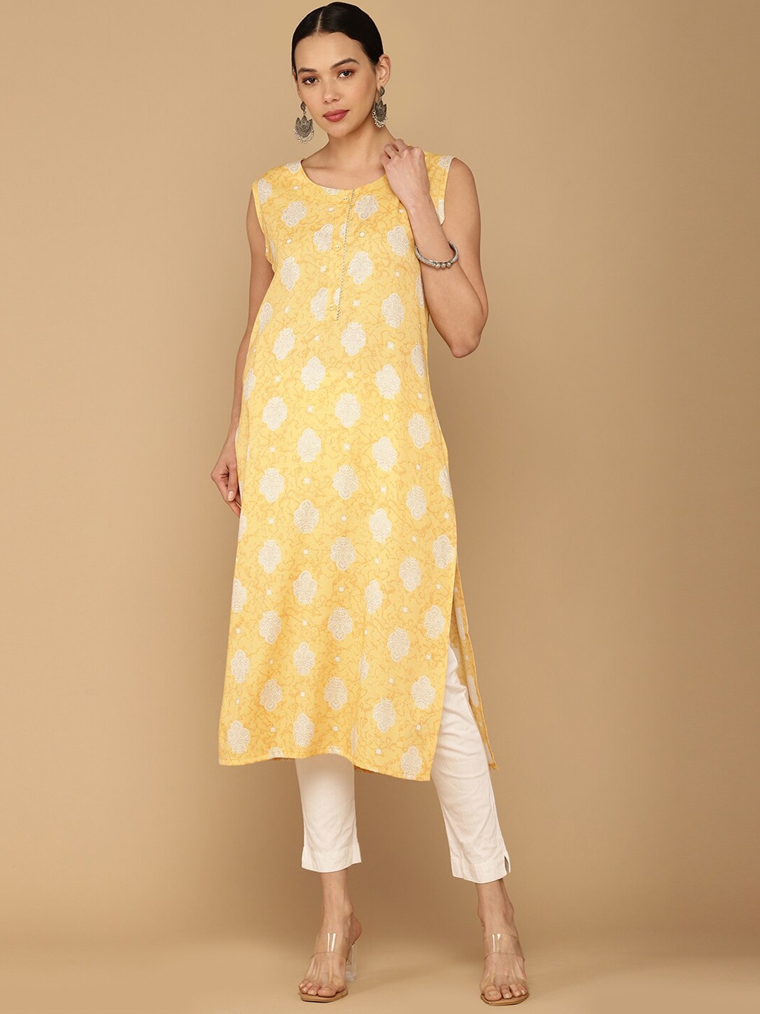 

Soch Women Yellow & White Floral Dyed Kurta