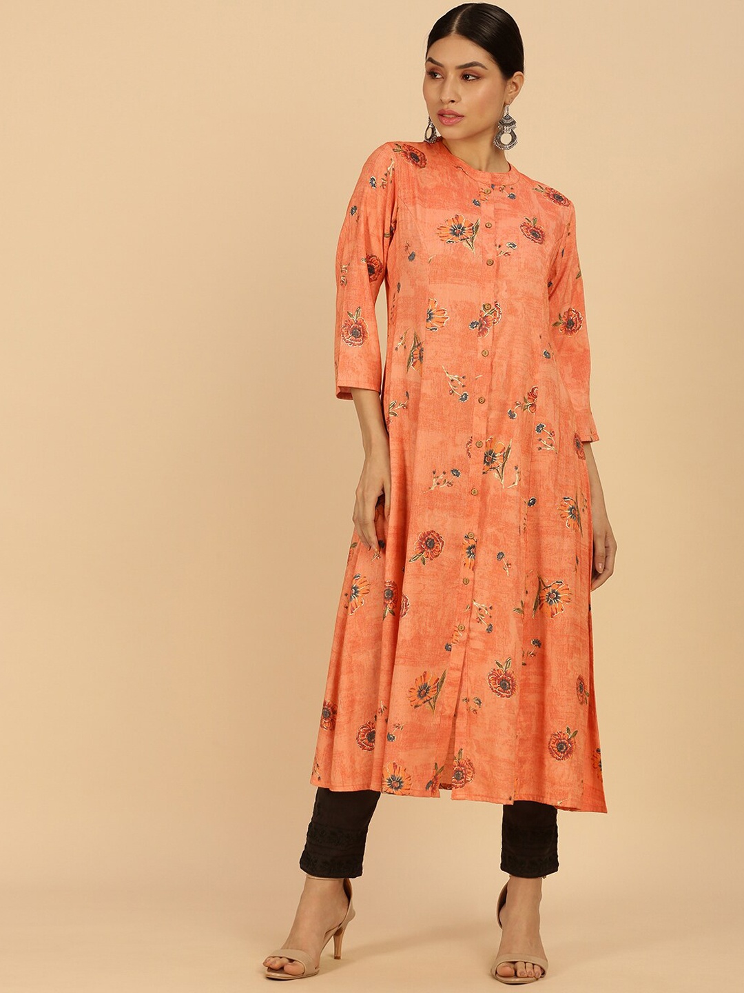 

Soch Women Coral Ethnic Motifs Printed Kurta