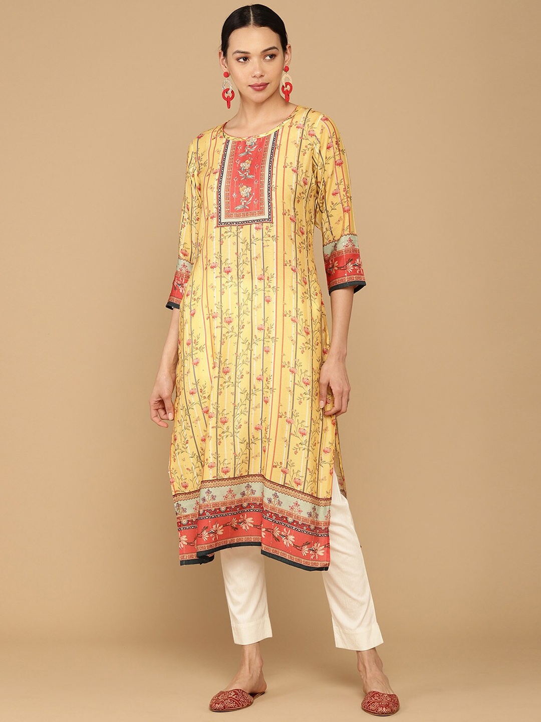 

Soch Women Yellow Ethnic Motifs Printed Kurta