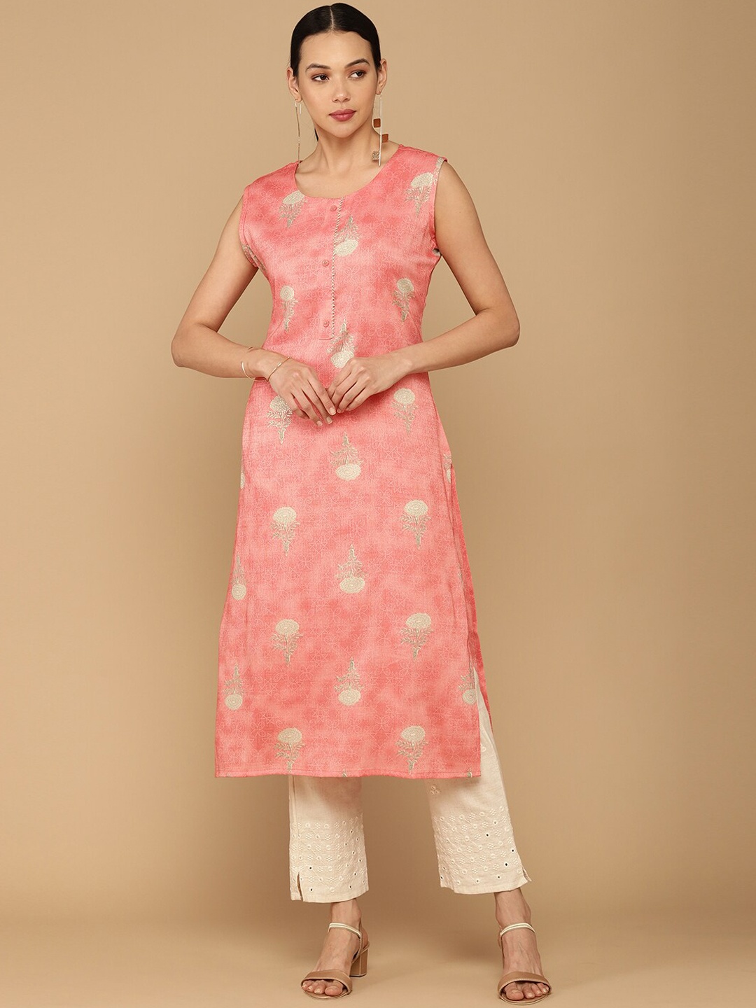 

Soch Women Peach-Coloured Ethnic Motifs Printed Kurta