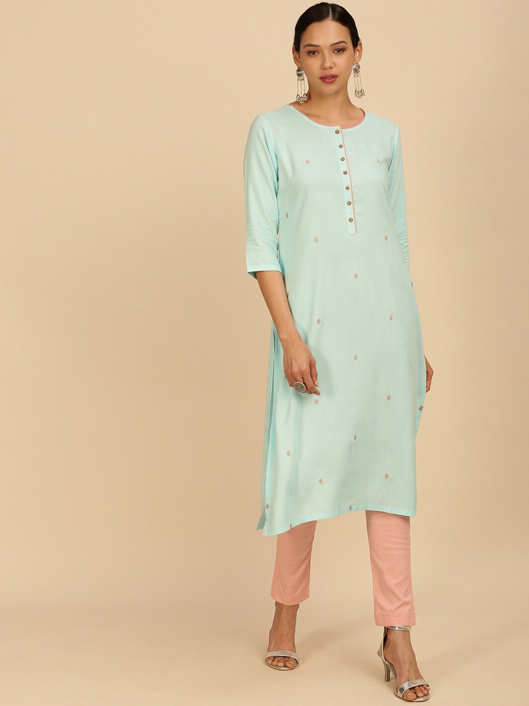 

Soch Women Blue Ethnic Motifs Embroidered Thread Work Kurta
