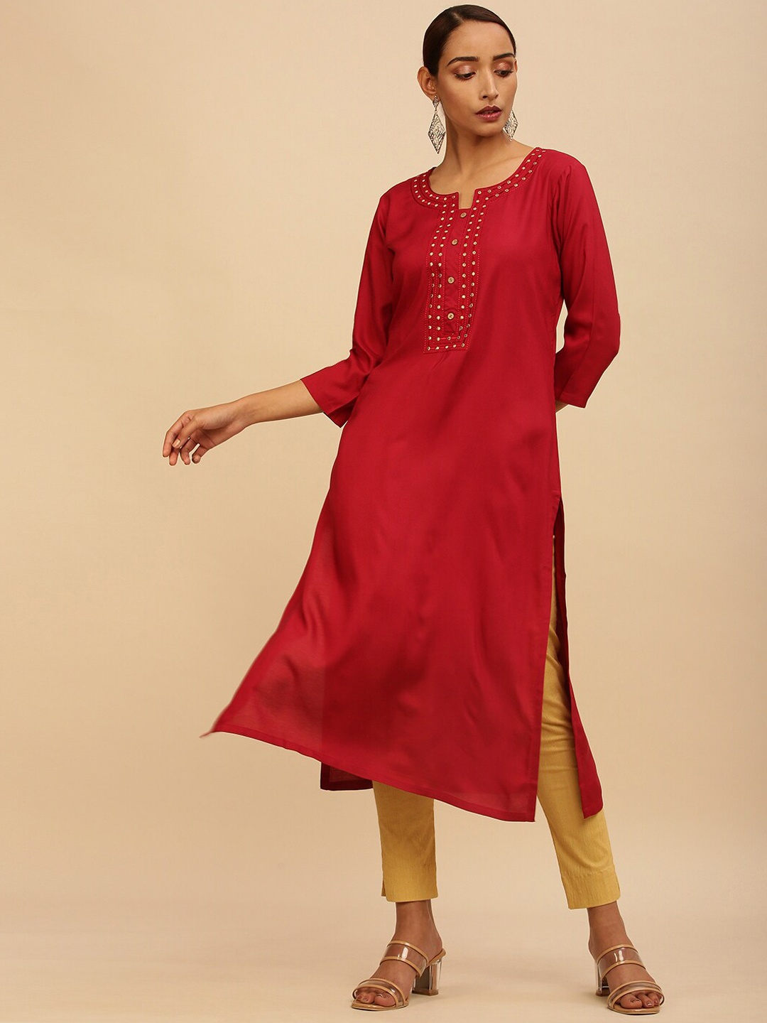 

Soch Women Maroon Yoke Design Kurta