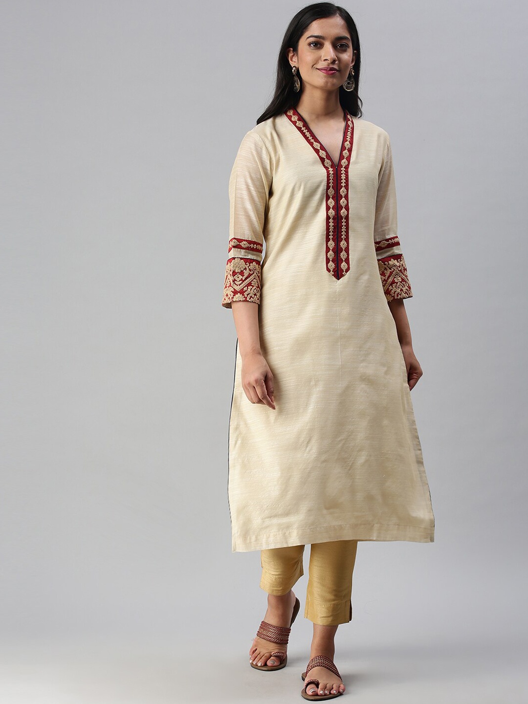 

Soch Women Cream-Coloured Kurta