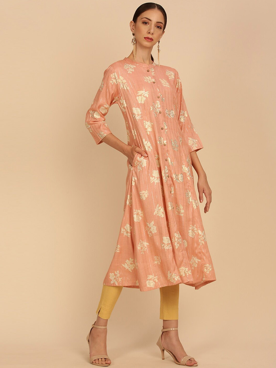 

Soch Women Pink Ethnic Motifs Printed Anarkali Kurta