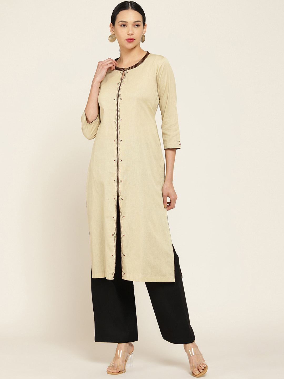 

Soch Women Beige Thread Work Kurta