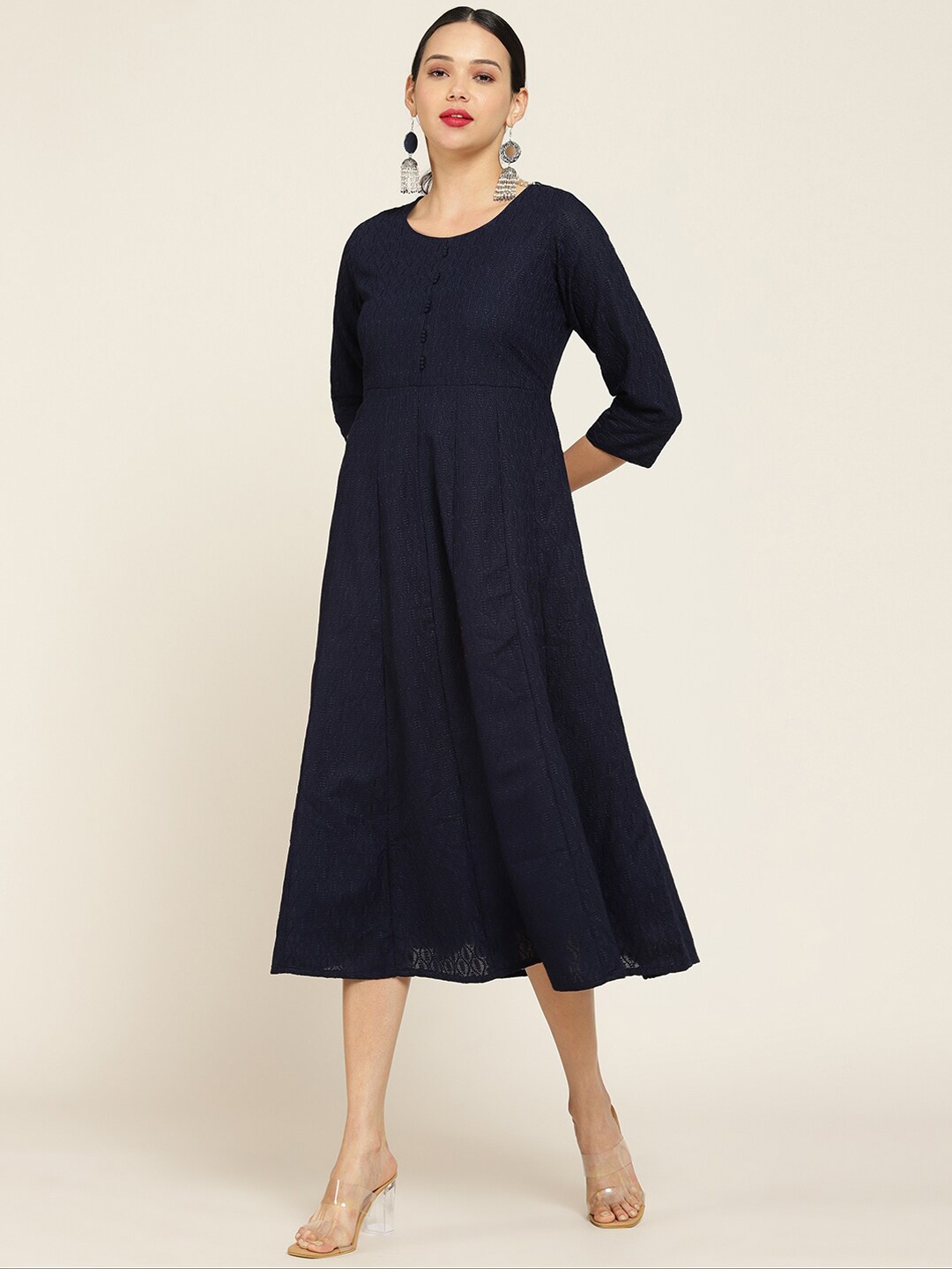 

Soch Women Navy Blue Thread Work Embroidered Anarkali Kurta
