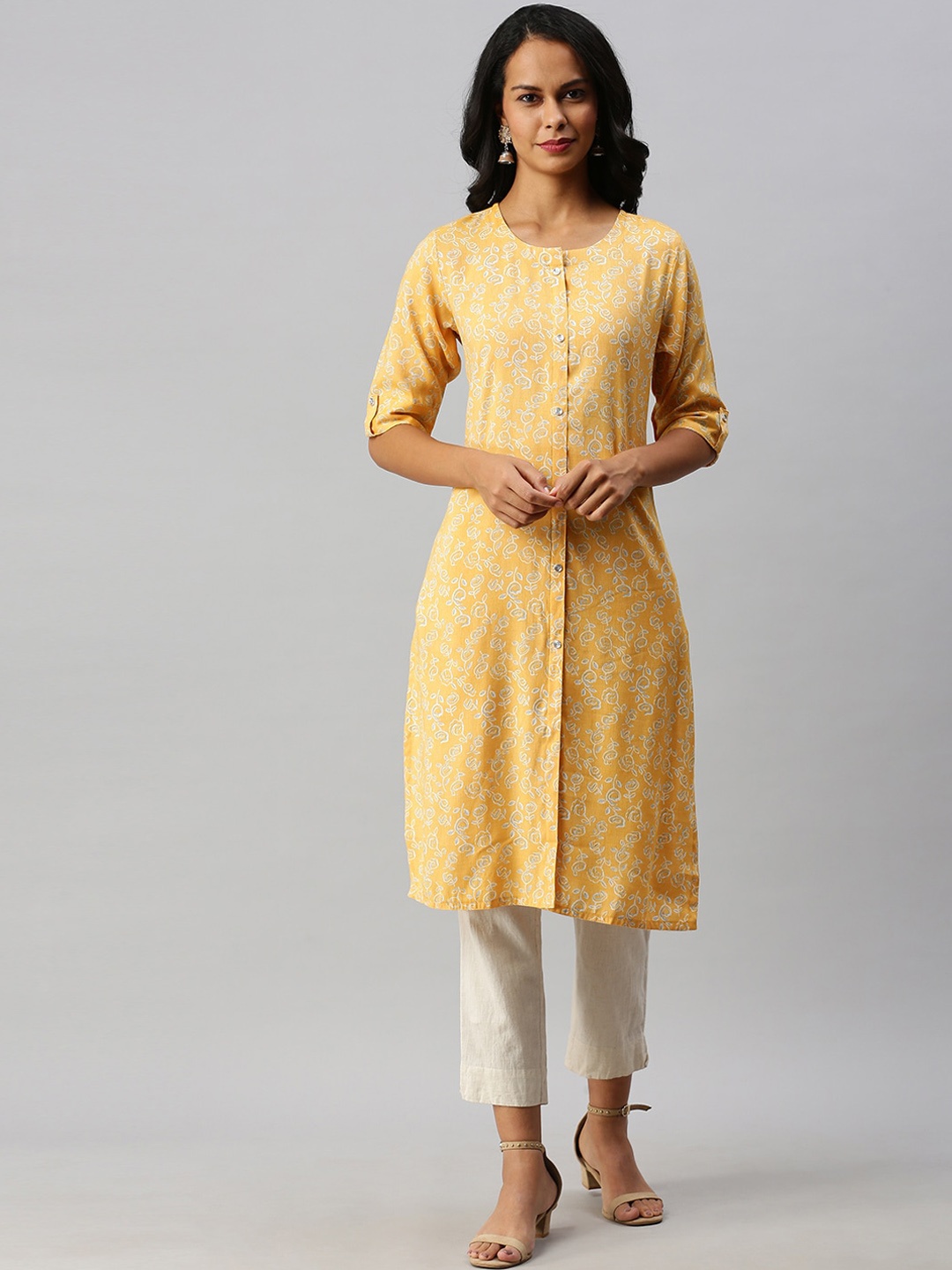 

Soch Women Yellow Ethnic Motifs Printed Kurta