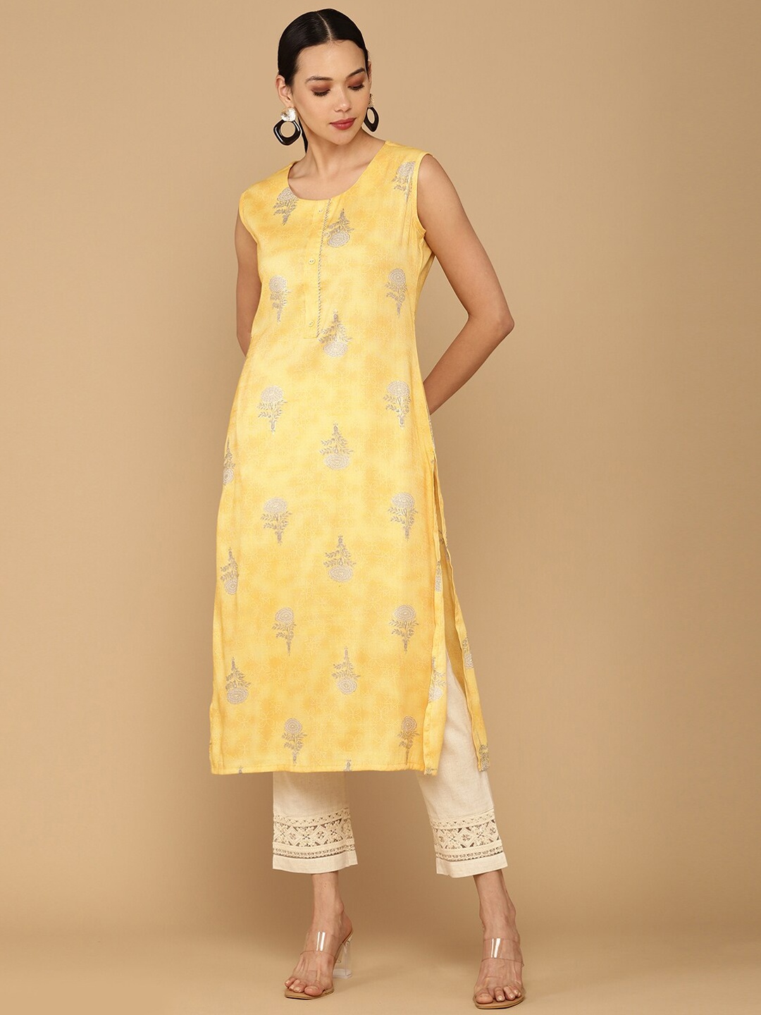 

Soch Women Yellow Floral Printed Kurta