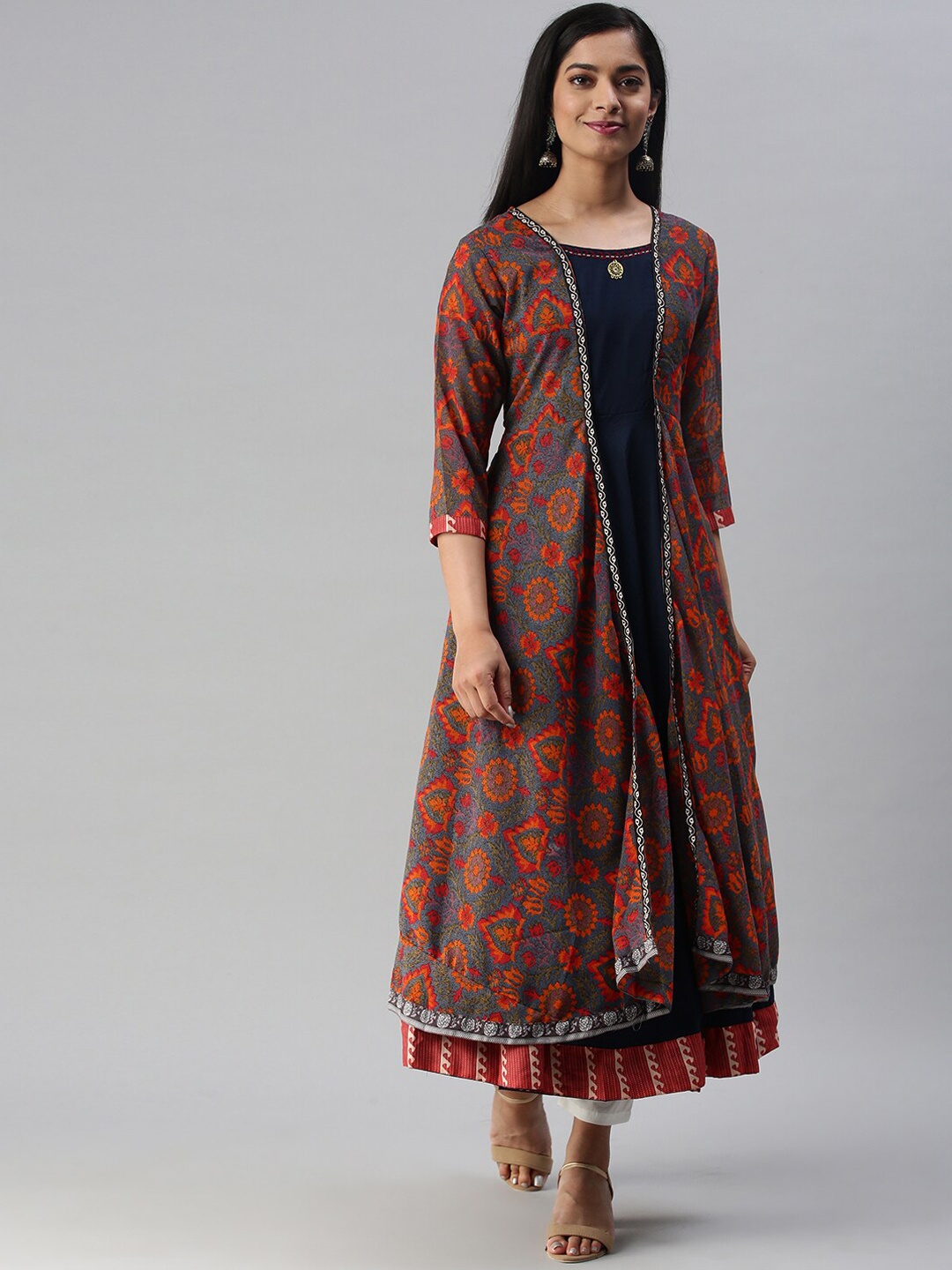 

Soch Women Navy Blue Georgette Kurta With Jacket
