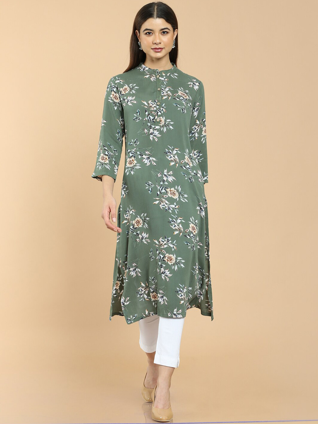 

Soch Women Green Floral Printed Kurta