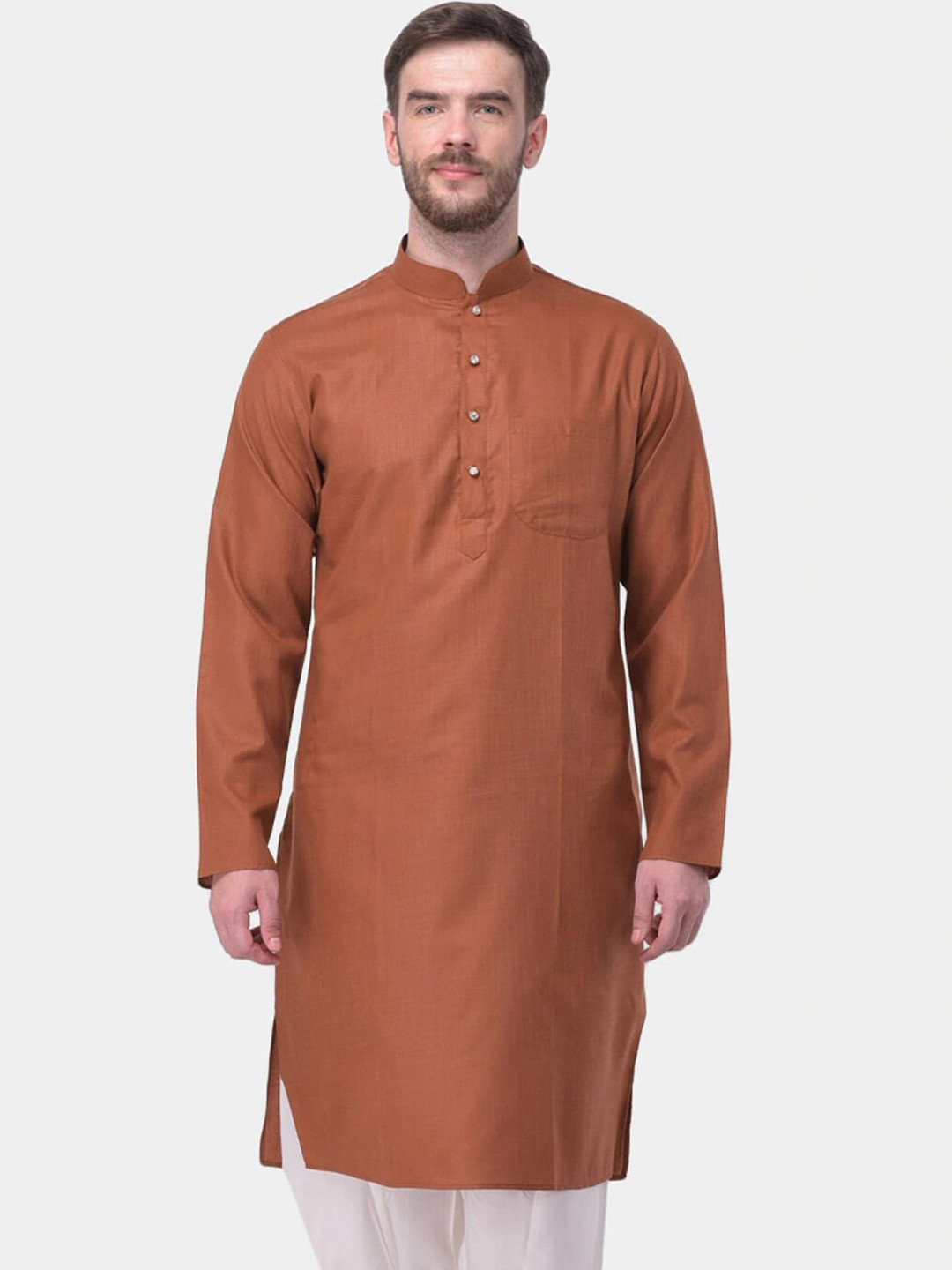 

SG LEMAN Men Rust Solid Kurta
