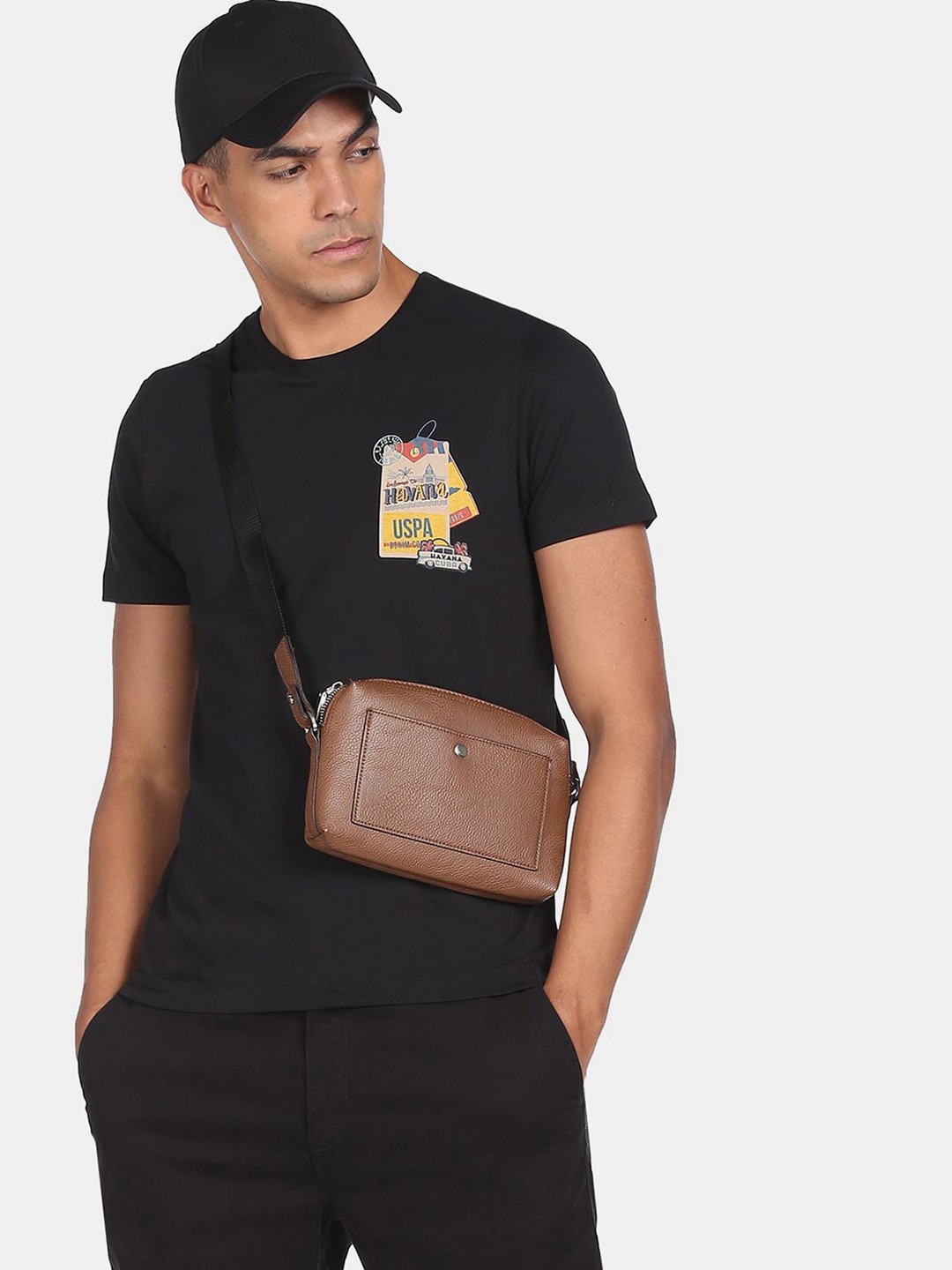 

U.S. Polo Assn. Denim Co.Men Black Typography Pure Cotton T-shirt