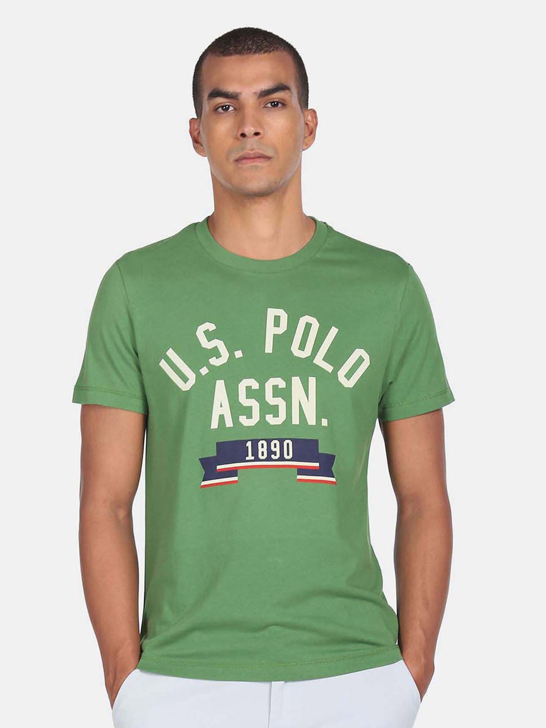

U.S. Polo Assn. Denim Co.Men Green Typography Printed T-shirt