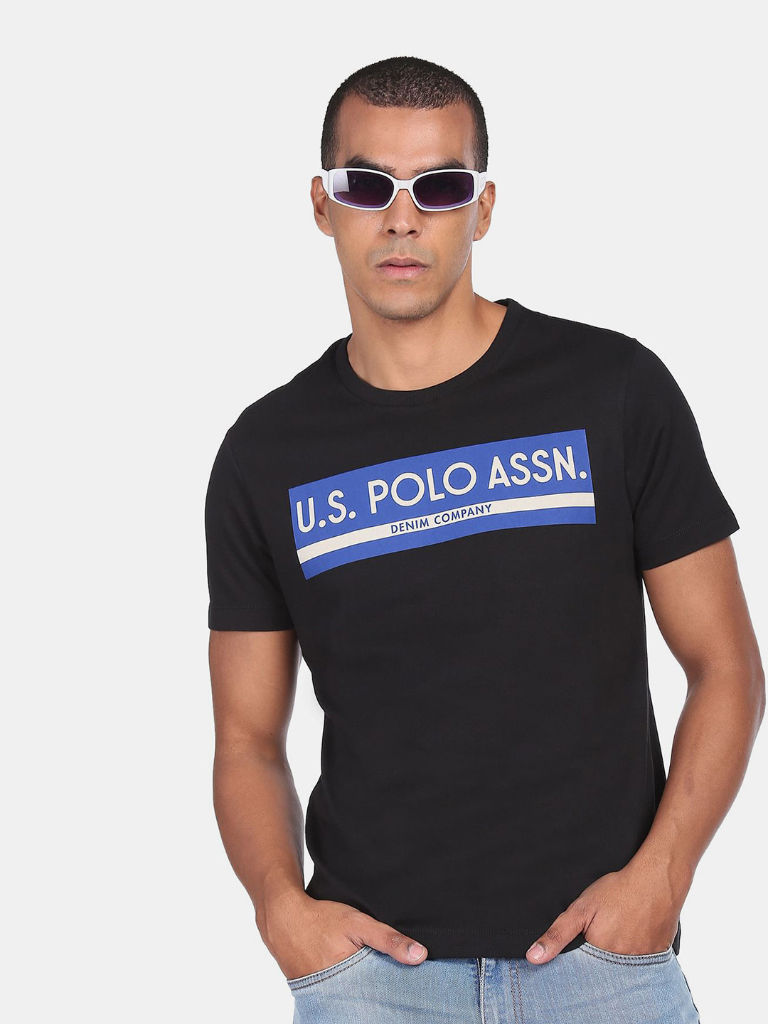 

U.S. Polo Assn. Denim Co.Men Black Typography Printed T-shirt