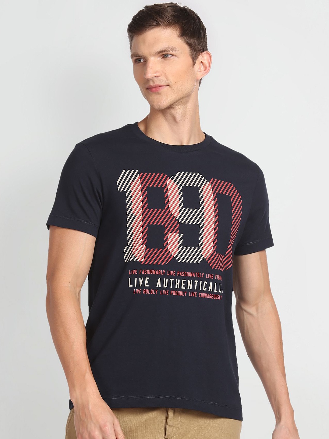 

U.S. Polo Assn. Denim Co.Men Blue Varsity Printed T-shirt