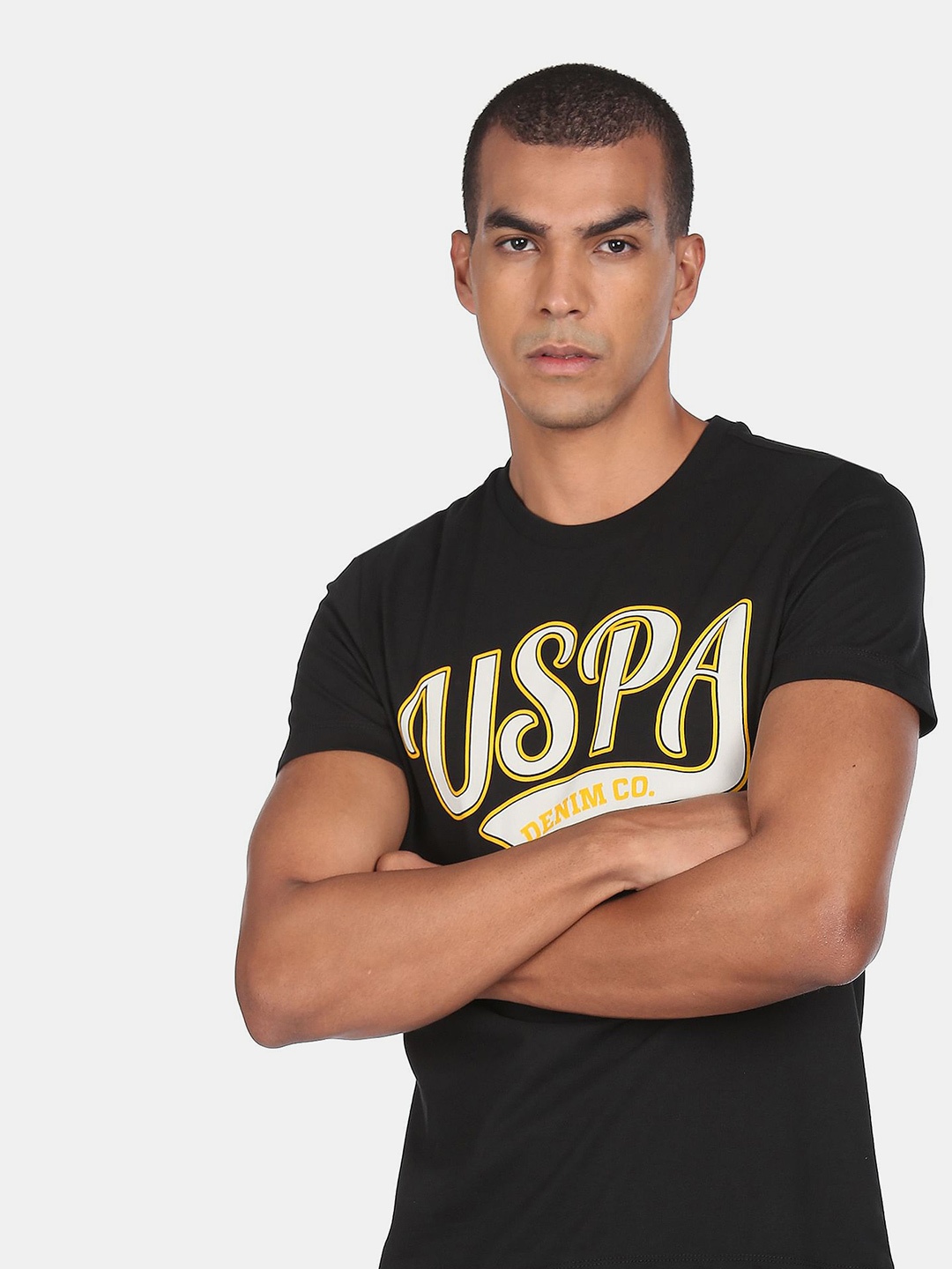 

U.S. Polo Assn. Denim Co.Men Black Typography Printed T-shirt
