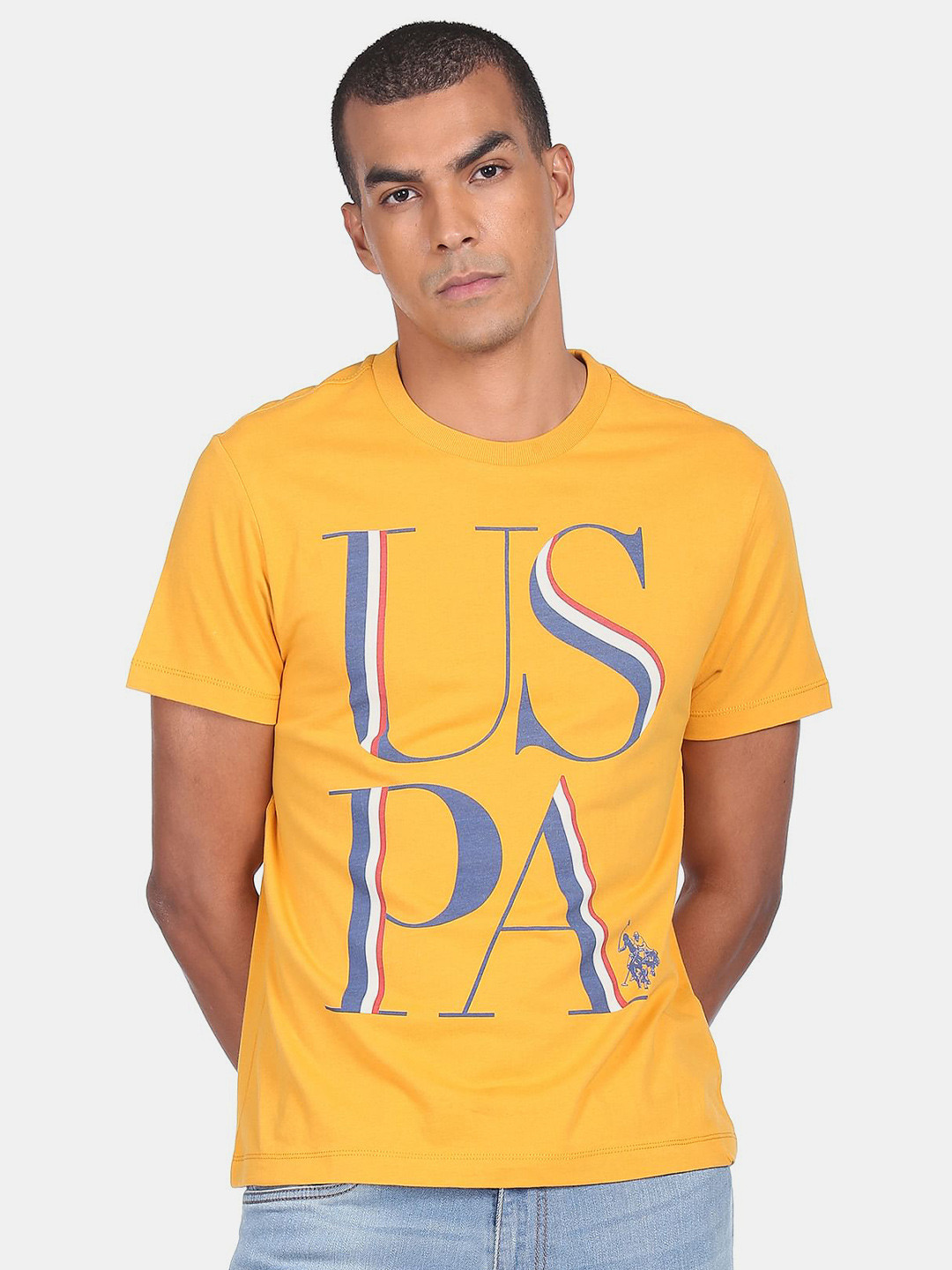 

U.S. Polo Assn. Denim Co.Men Yellow Typography Printed T-shirt
