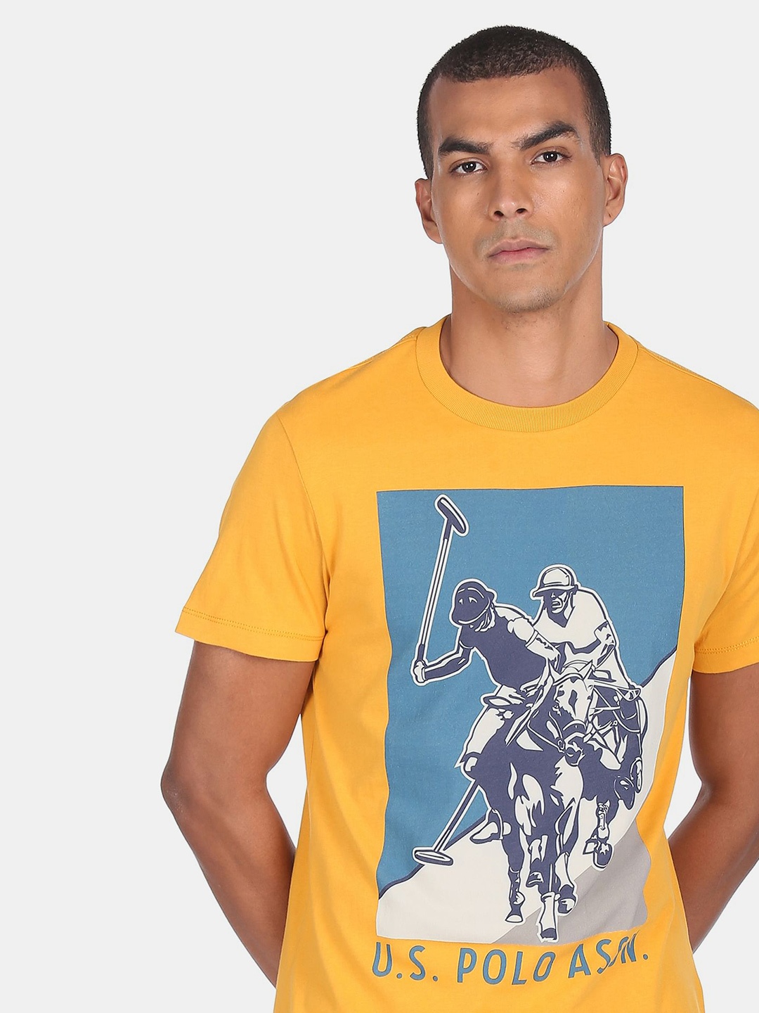

U.S. Polo Assn. Denim Co.Men Mustard Yellow Printed T-shirt