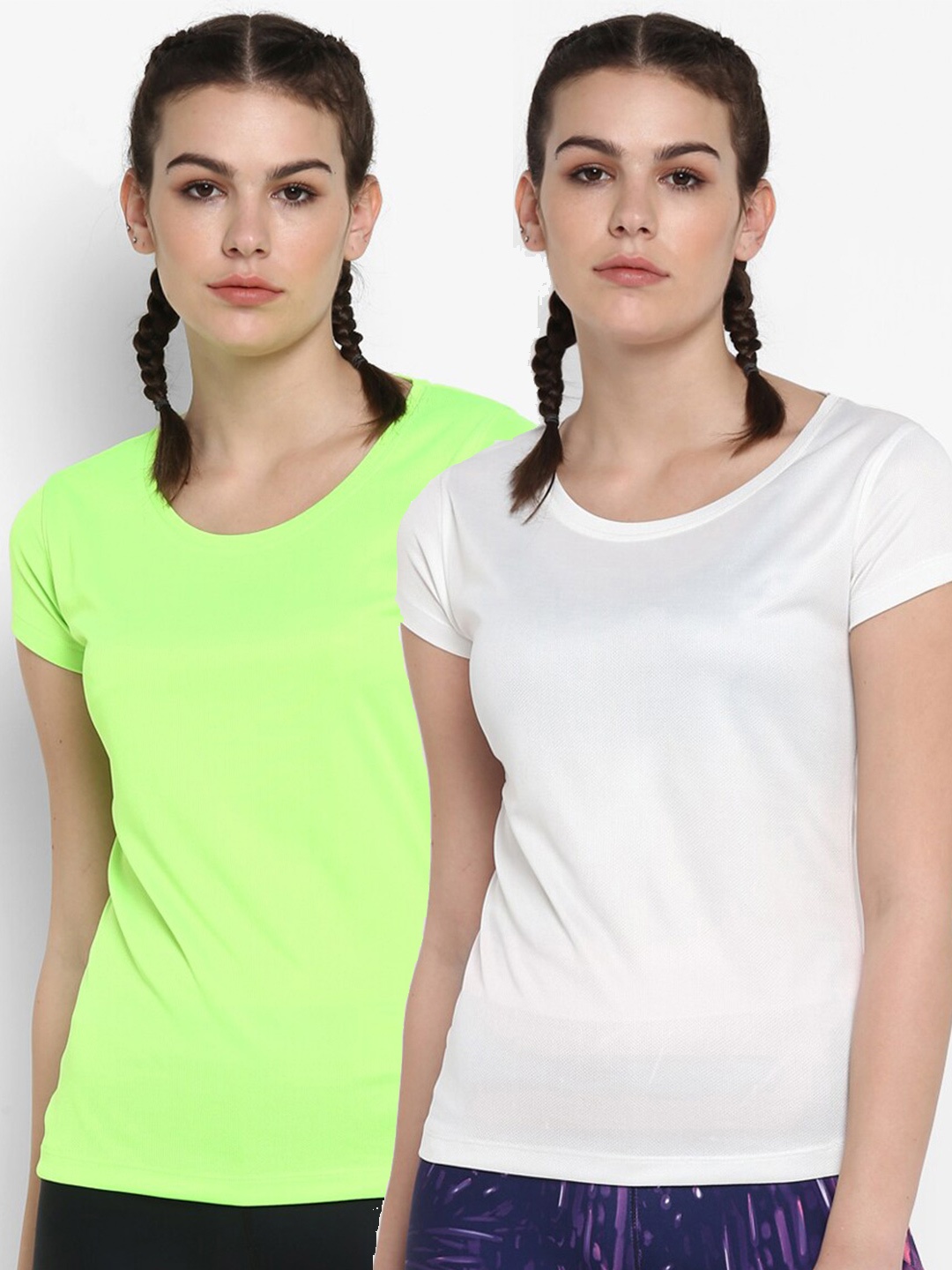 

ScoldMe Women Fluorescent Green & White 2 T-shirt