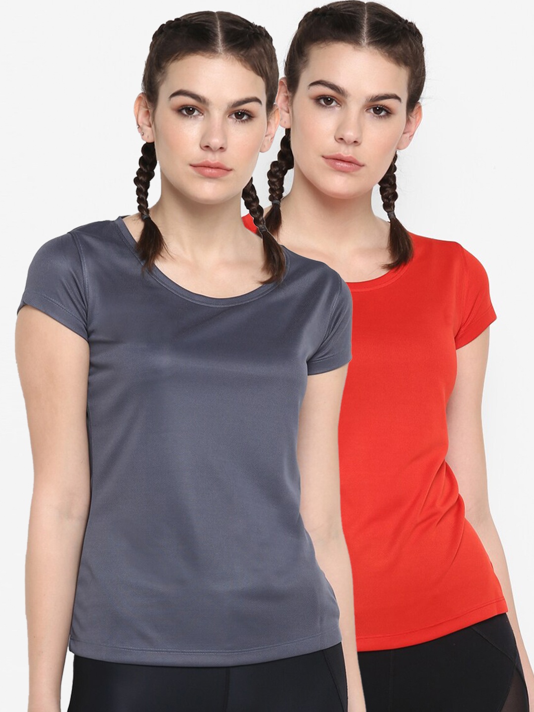 

ScoldMe Women Charcoal & Orange 2 T-shirt