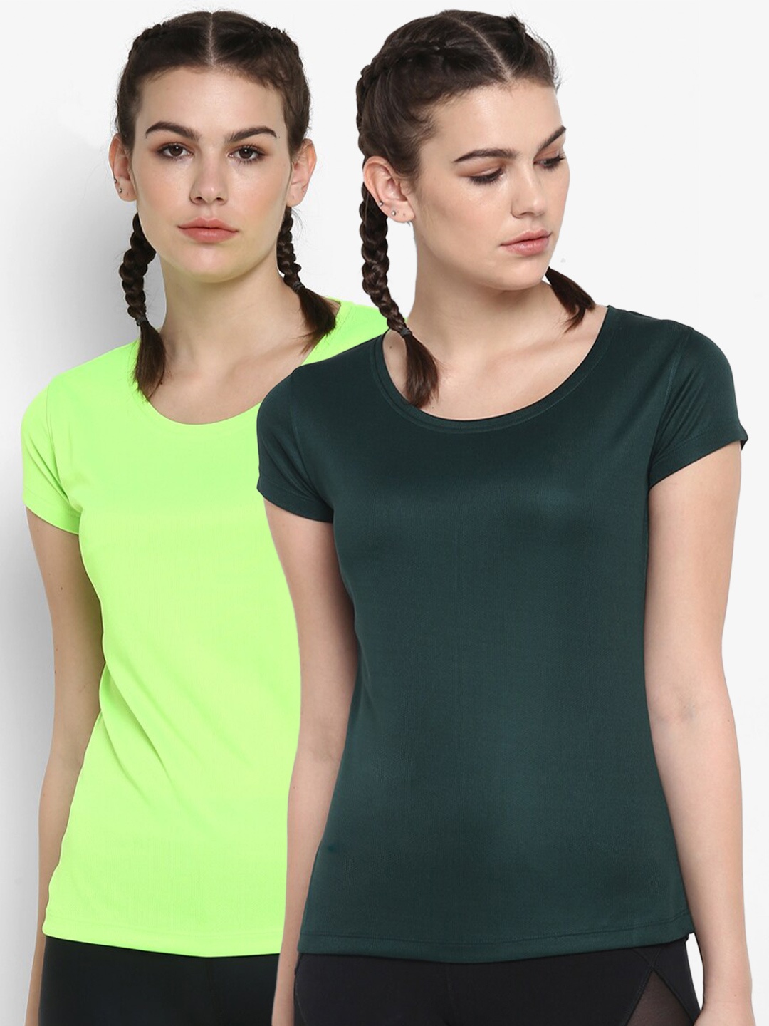 

ScoldMe Women Fluorescent Green & Green 2 T-shirt