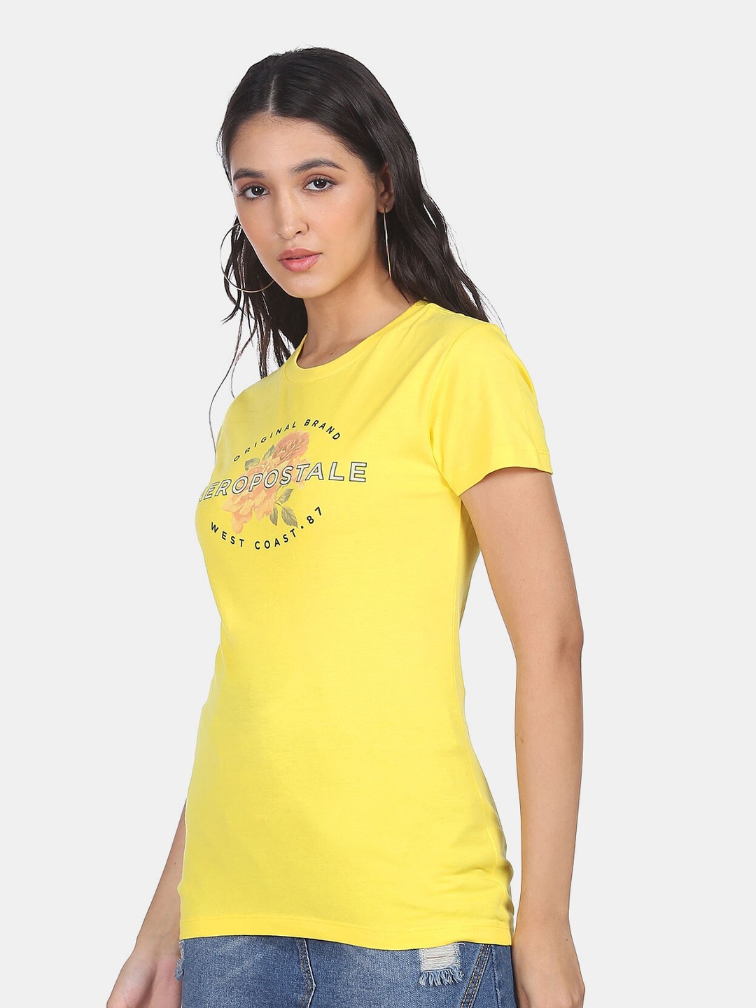 

Aeropostale Women Yellow Typography Printed T-shirt