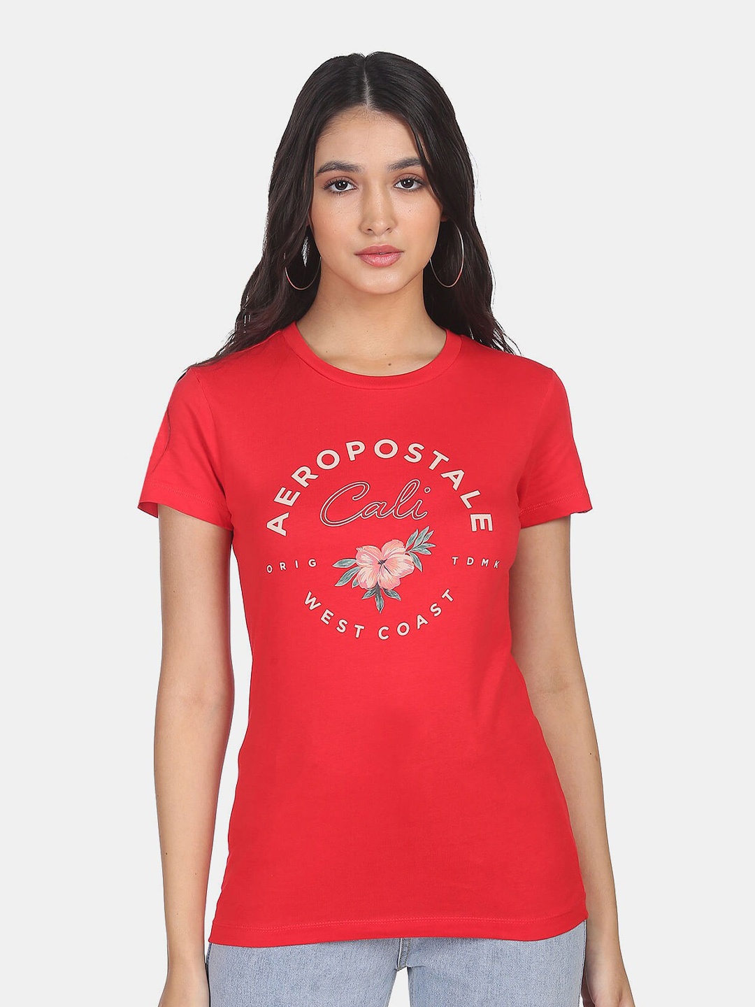 

Aeropostale Women Orange Typography Printed T-shirt