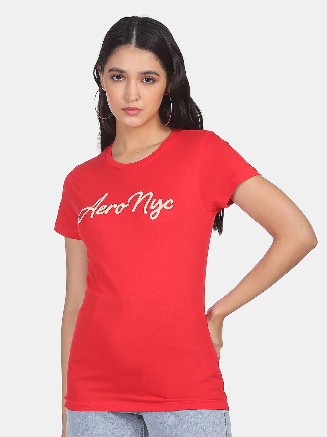 

Aeropostale Women Orange Typography Printed T-shirt