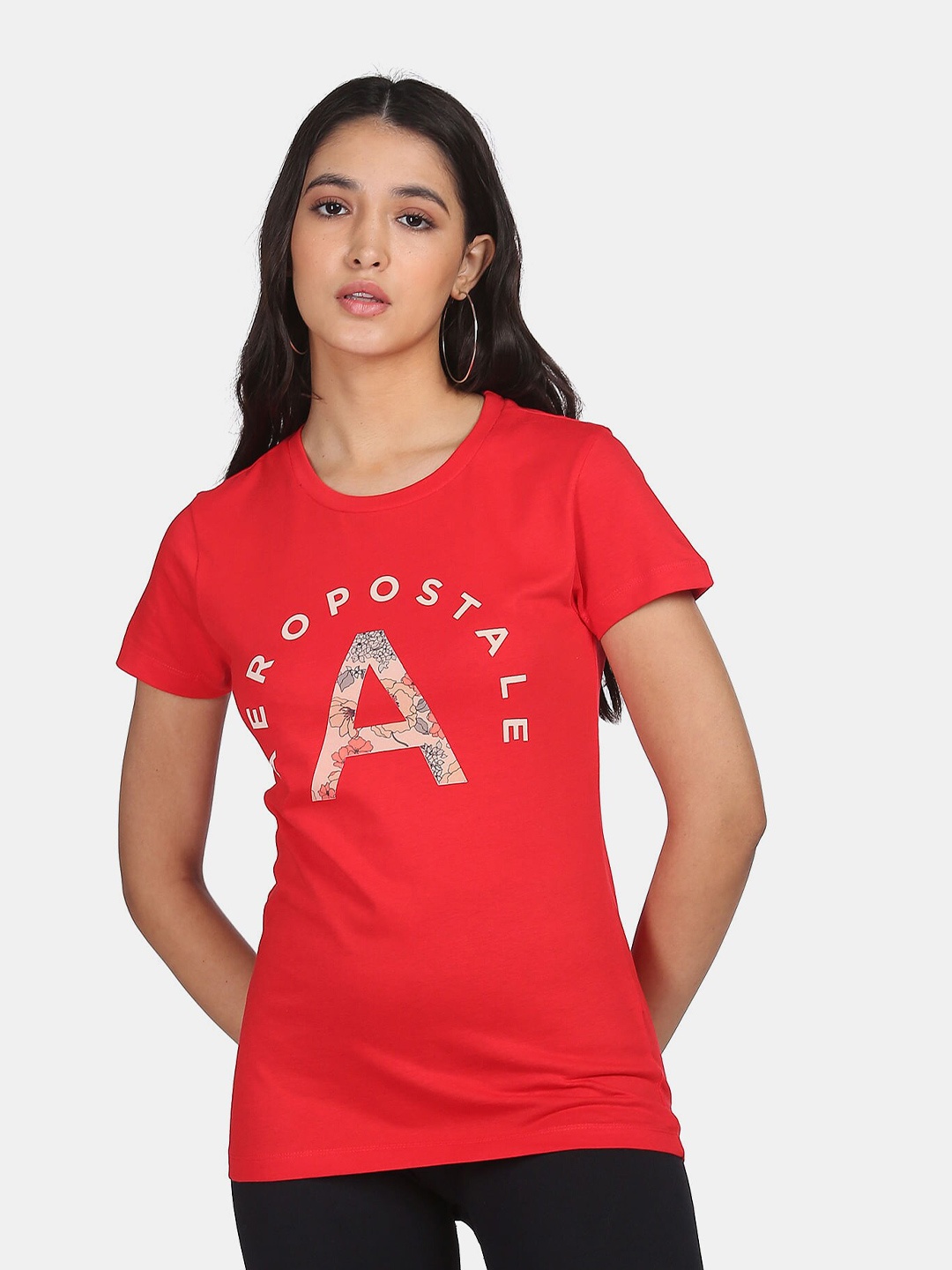 

Aeropostale Women Orange Typography Printed T-shirt