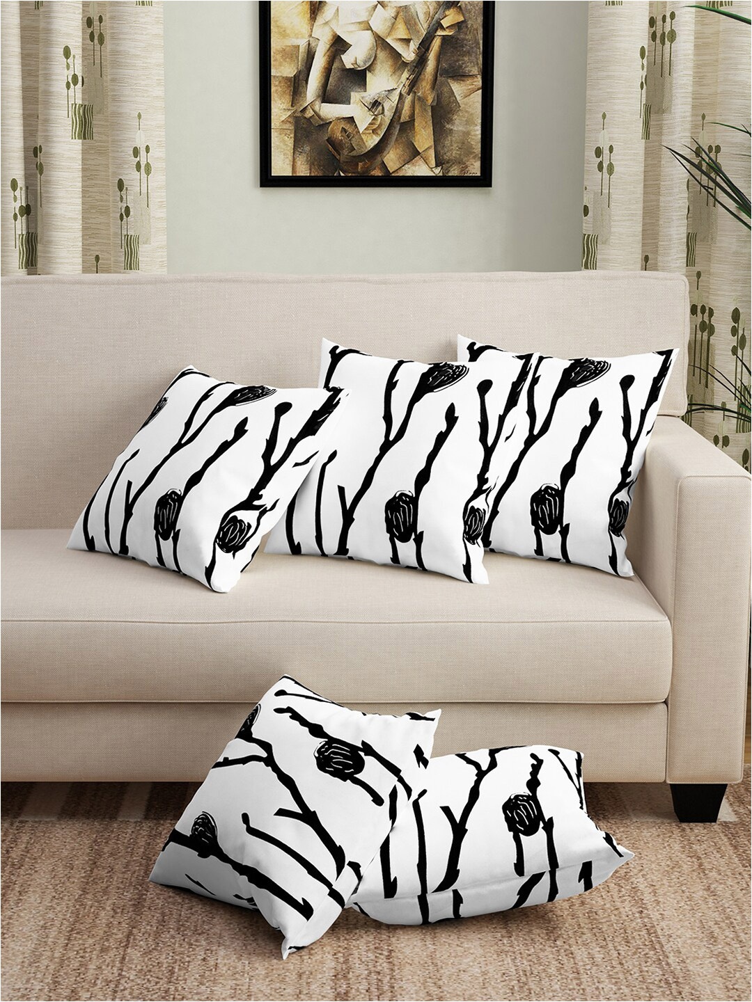 

Story@home Set of 5 White Printed Cushion Covers