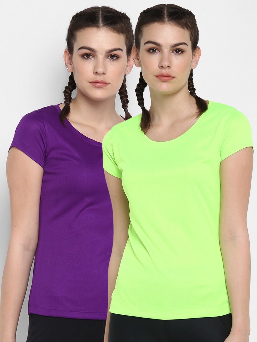 

ScoldMe Women Purple & Fluorescent Green 2 T-shirt