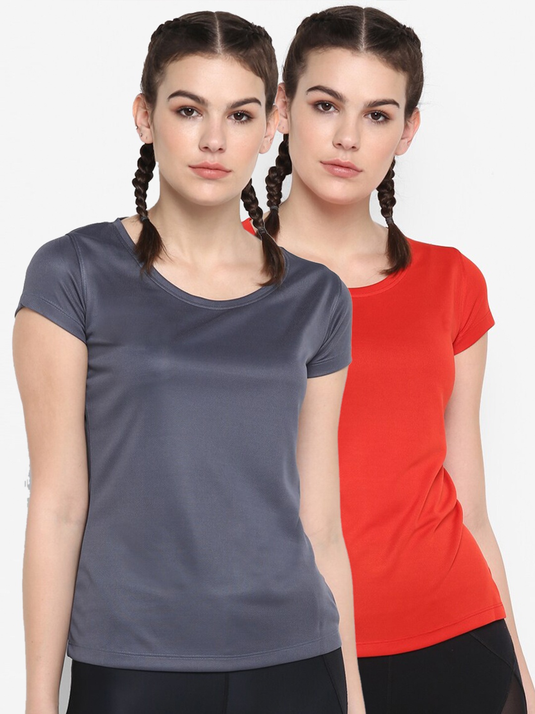 

ScoldMe Women Charcoal & Orange 2 T-shirt