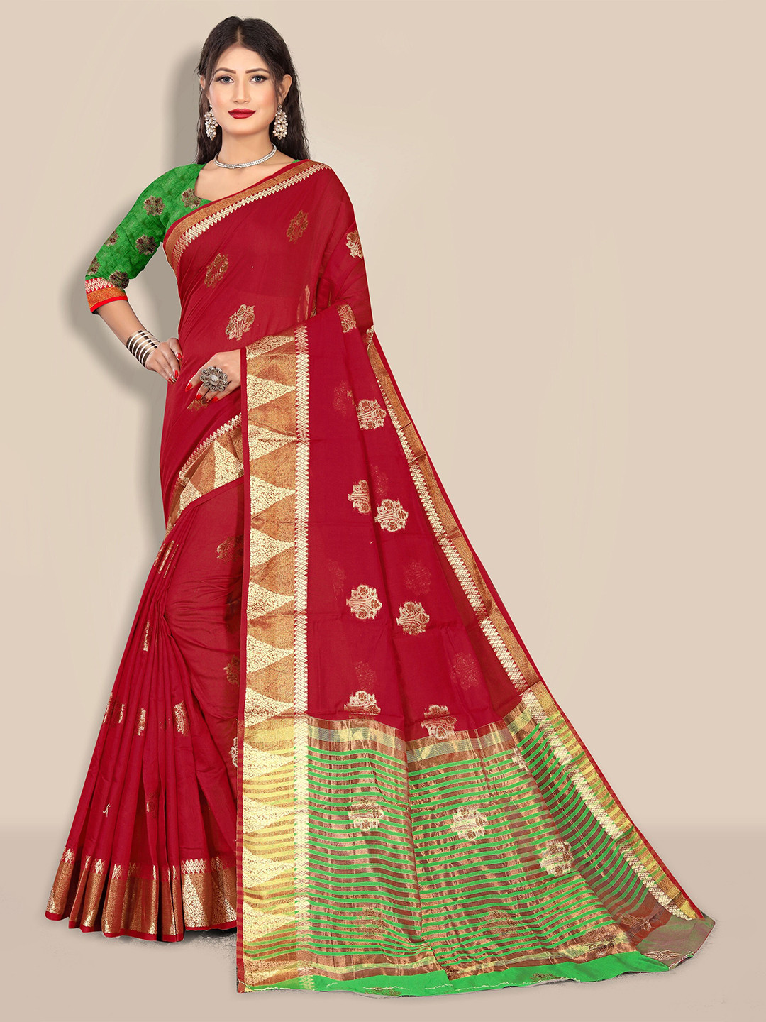 

Rivana Women Red Sarees