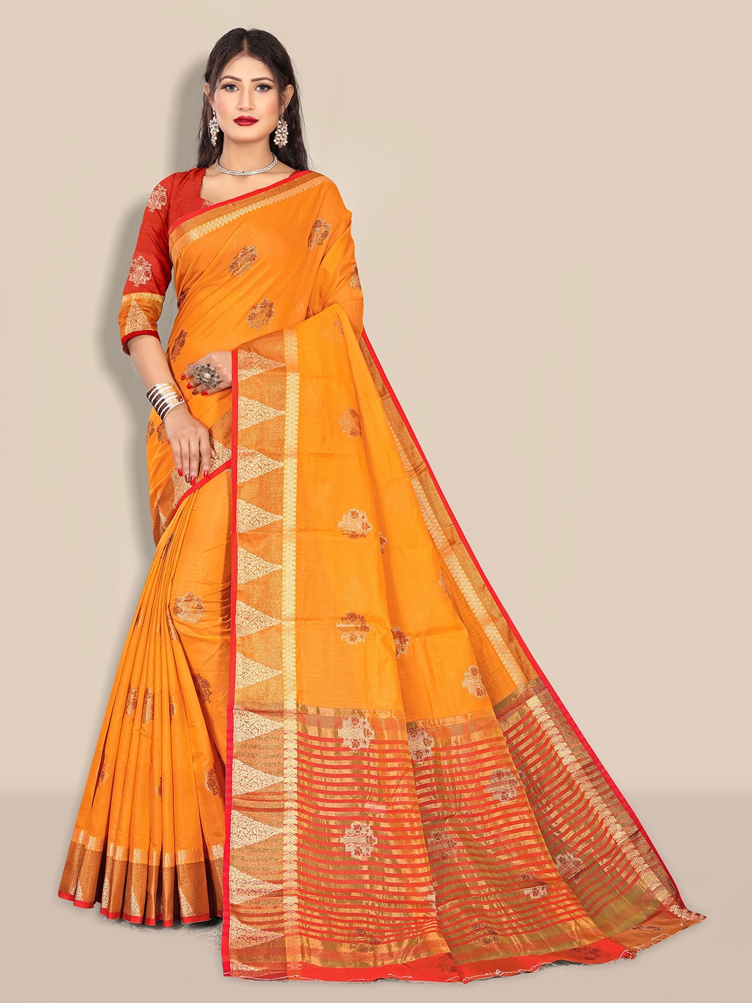 

Rivana Women Orange Sarees