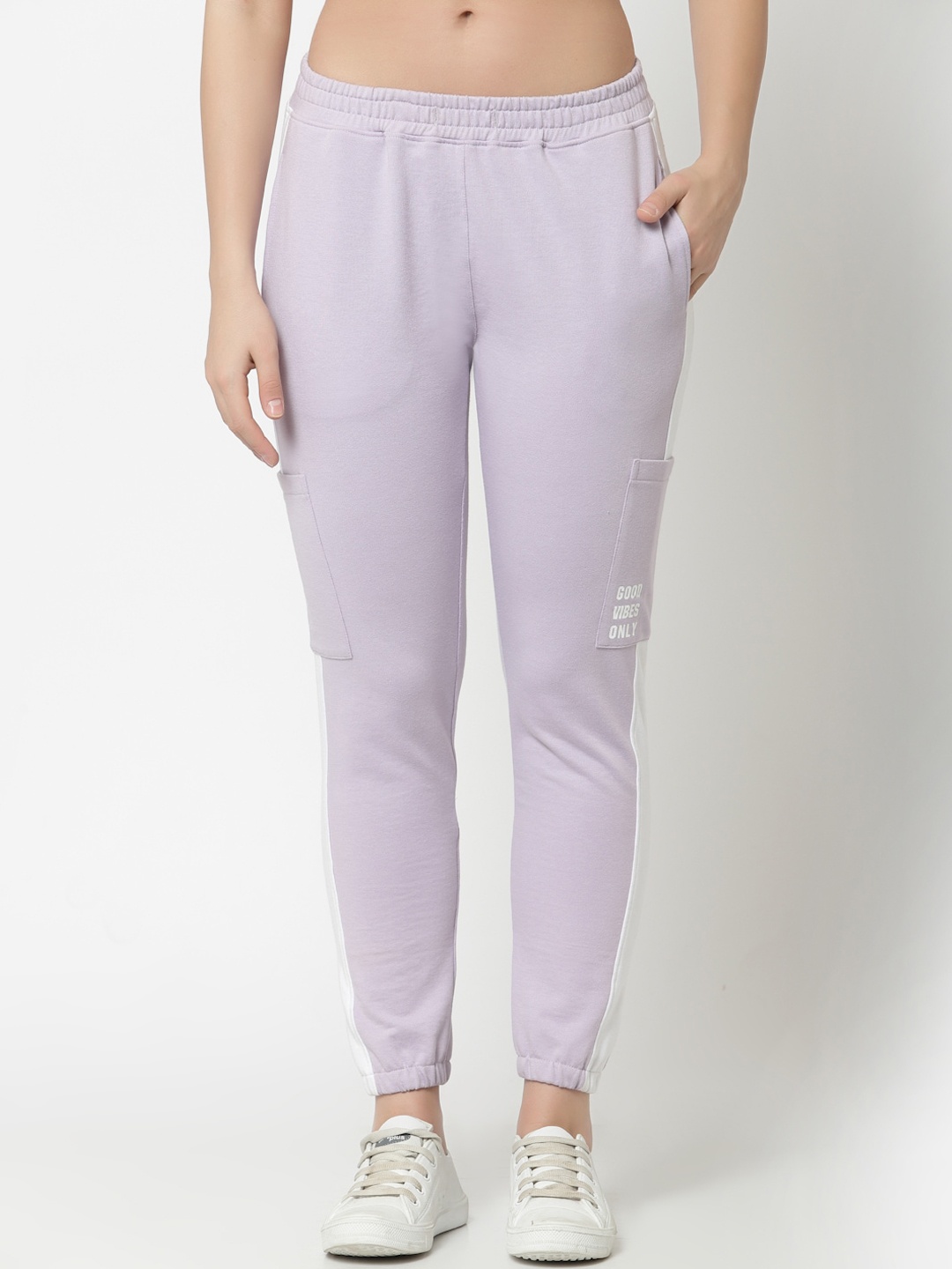 

Club York Women Light Purple Colorblocked Cotton Joggers
