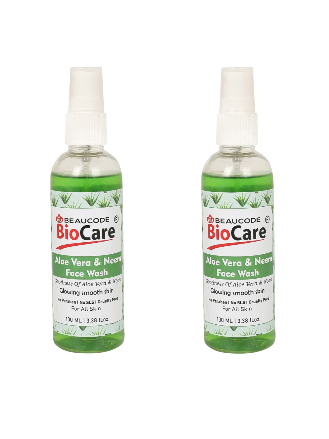 

BEAUCODE BIOCARE Set of 2 Aloe Vera & Neem Face Wash - 100ml each, Green