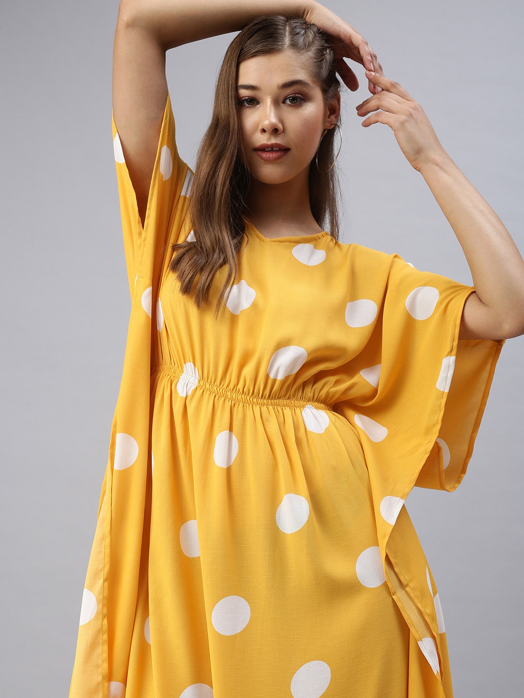 

SHOWOFF Women Yellow Crepe Kaftan Midi Dress