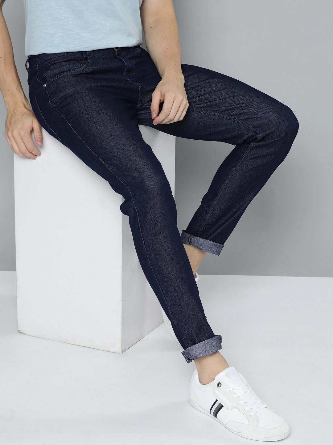 

Mast & Harbour Men Navy Blue Solid Skinny Fit Stretchable Jeans