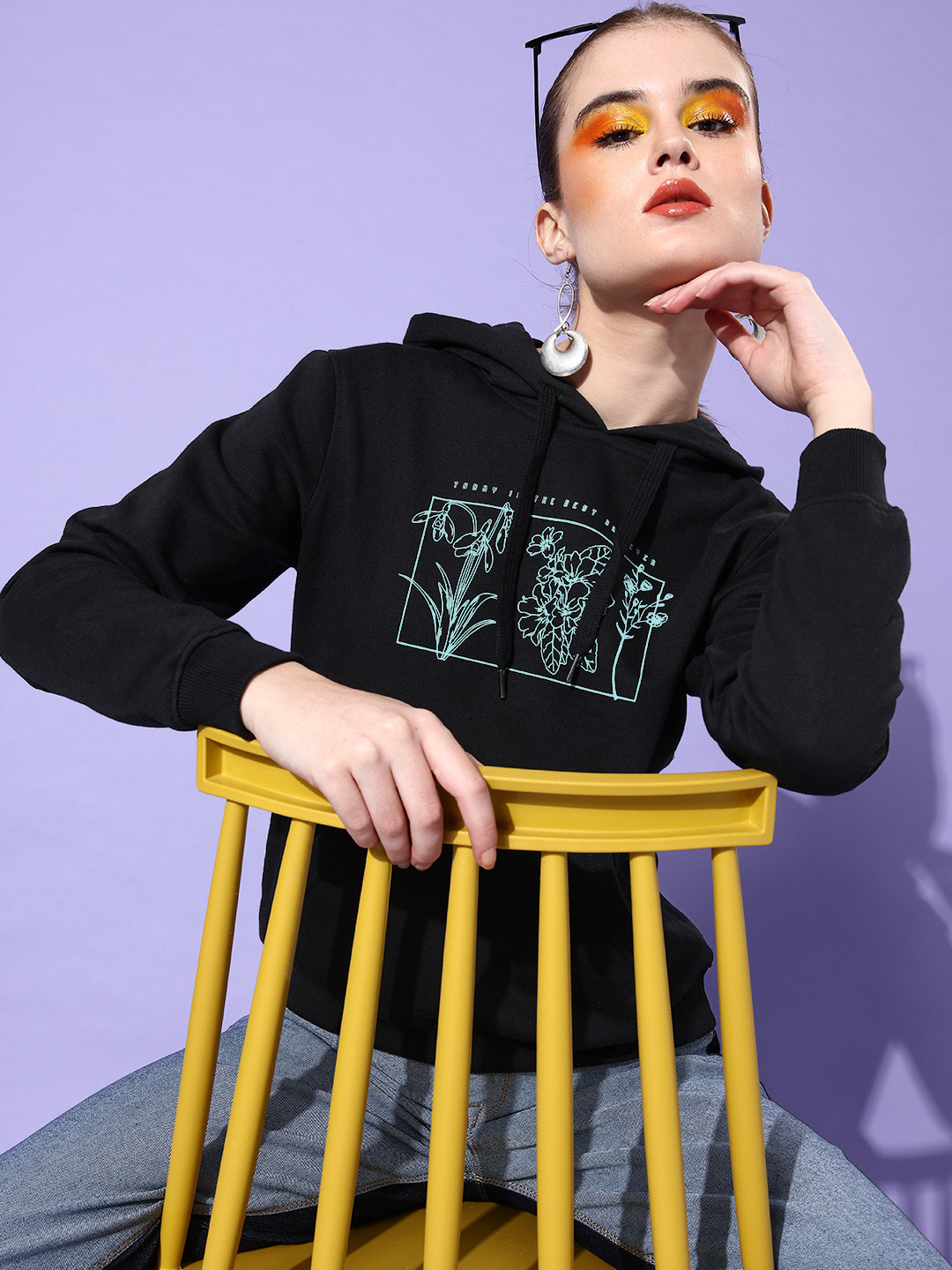 

all about you Women Black Graphic Whipped for Varsity Sweatshirt