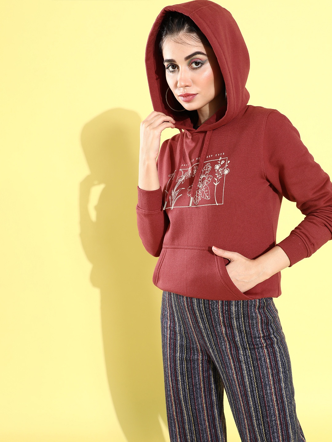 

all about you Women Floral Printed Hooded Sweatshirt, Rust