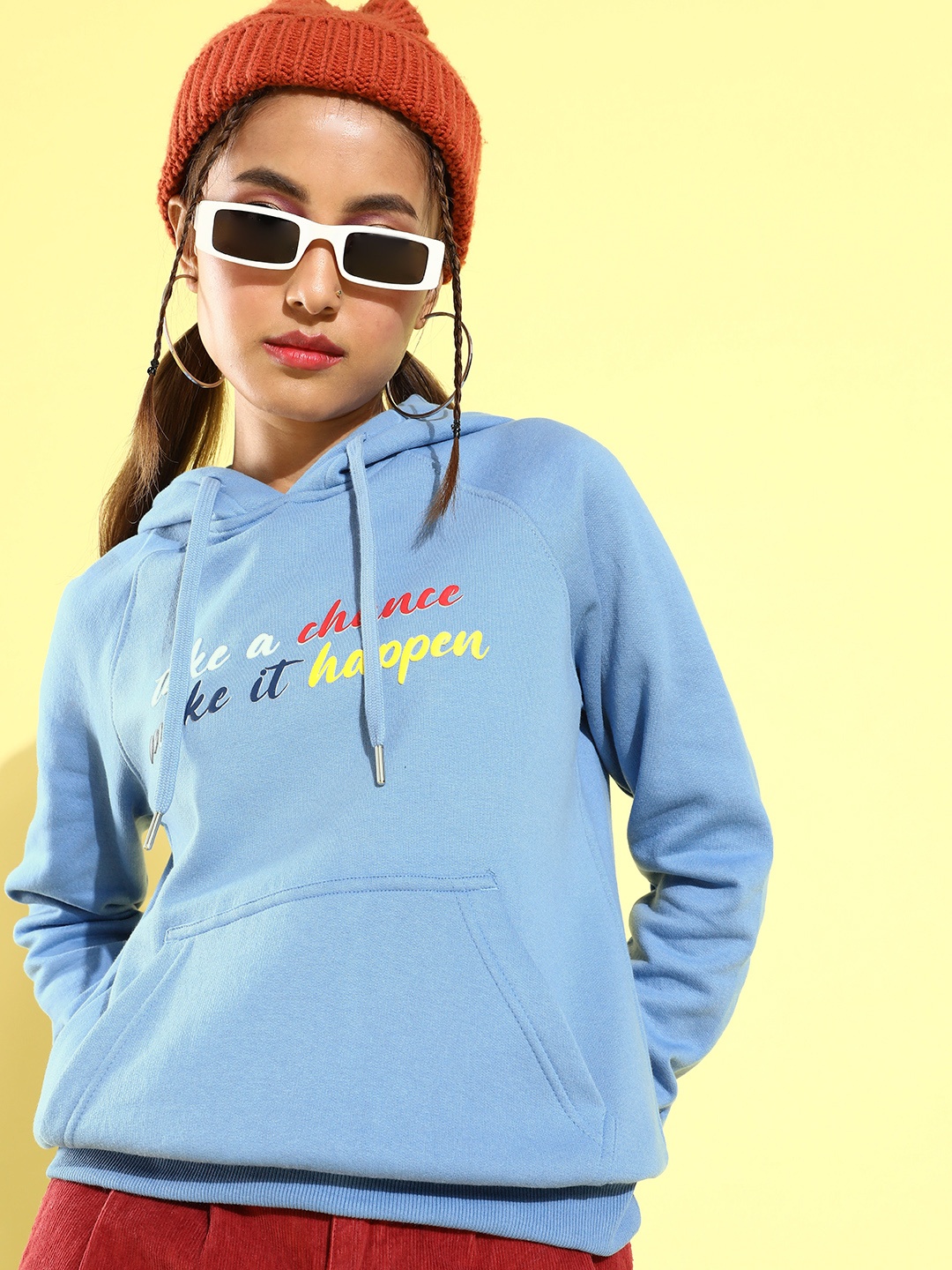 

all about you Women Printed Hooded Sweatshirt, Blue