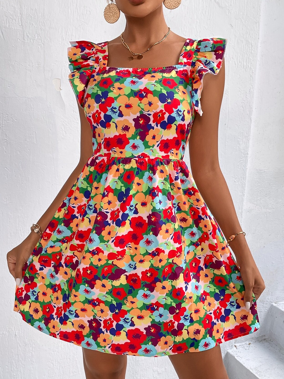 

BoStreet Multicoloured Floral Fit and Flare Dresses, Multi