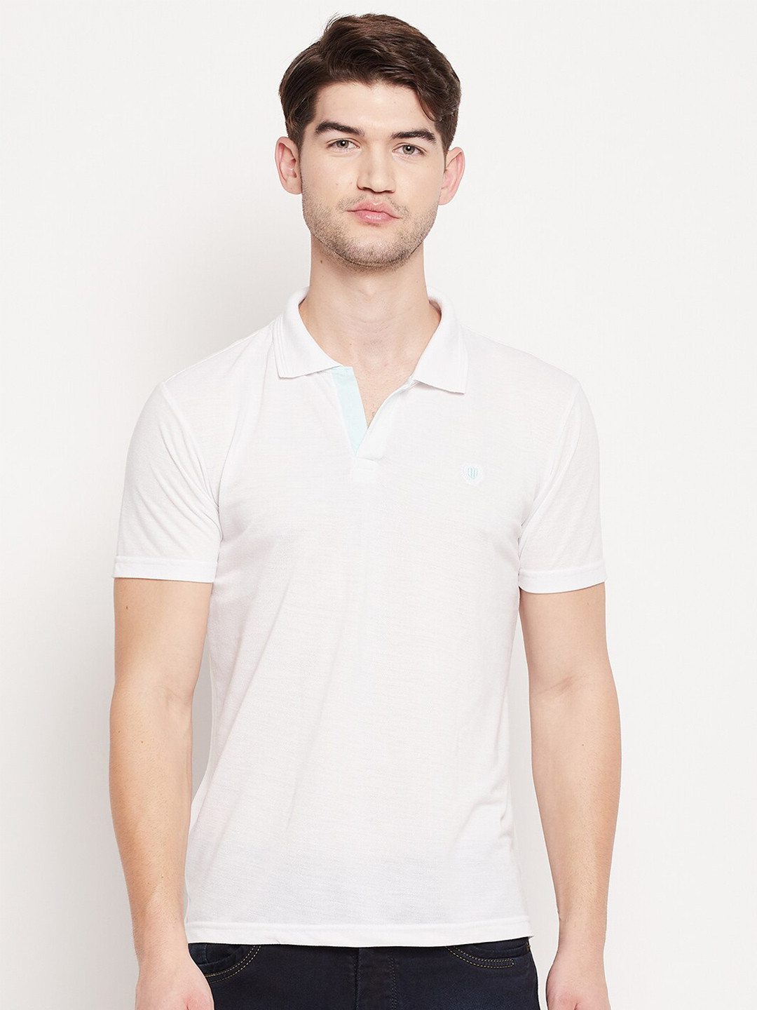 

Duke Men White Polo Collar Slim Fit T-shirt