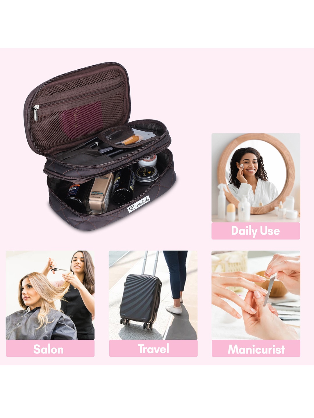 

NFI essentials Women Black Textured Makeup Organisers